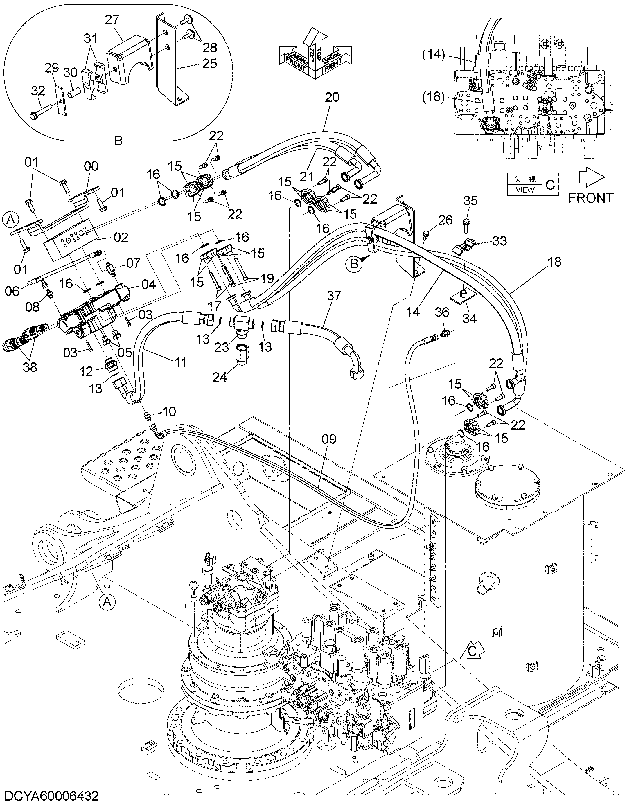 Схема Основные гидролинии (тип H18LD) HITACHI ZX290LCN-5B