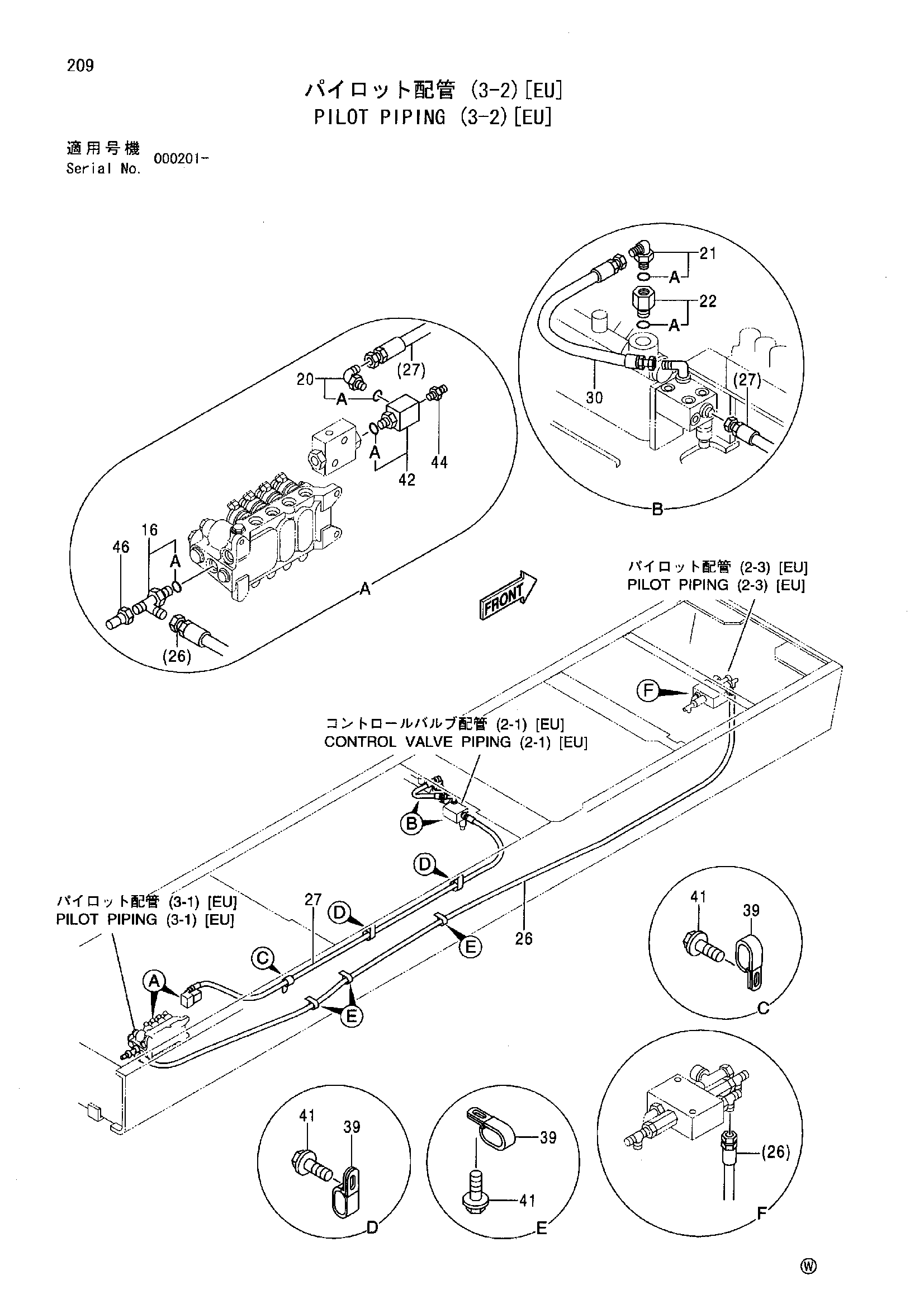 Схема Пилотные гидролинии (3-2)[EU] HITACHI SCX400