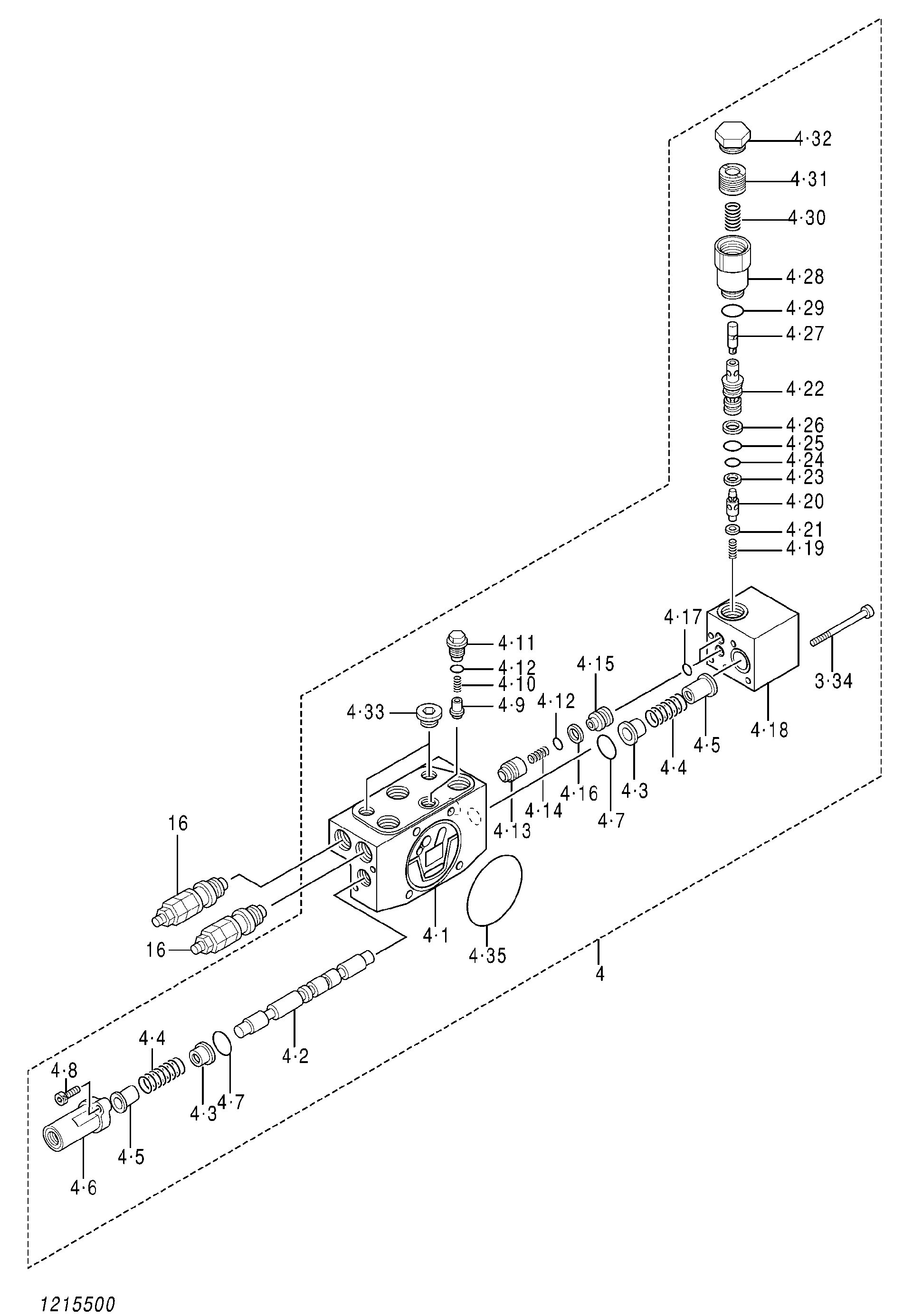 Схема Золотник секция (стрела) HITACHI ZX35B