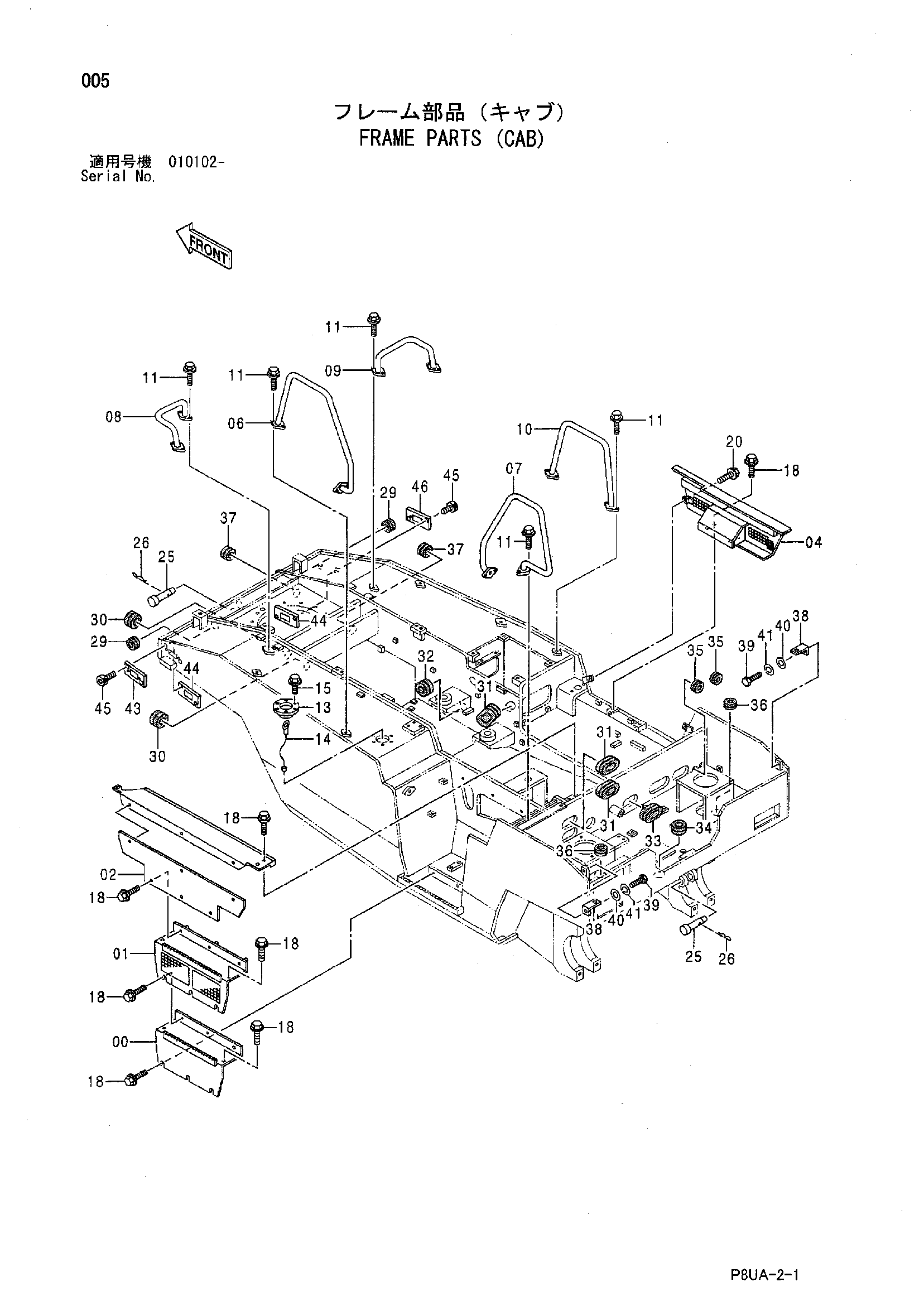 Схема Рама детали (кабина) HITACHI CP215