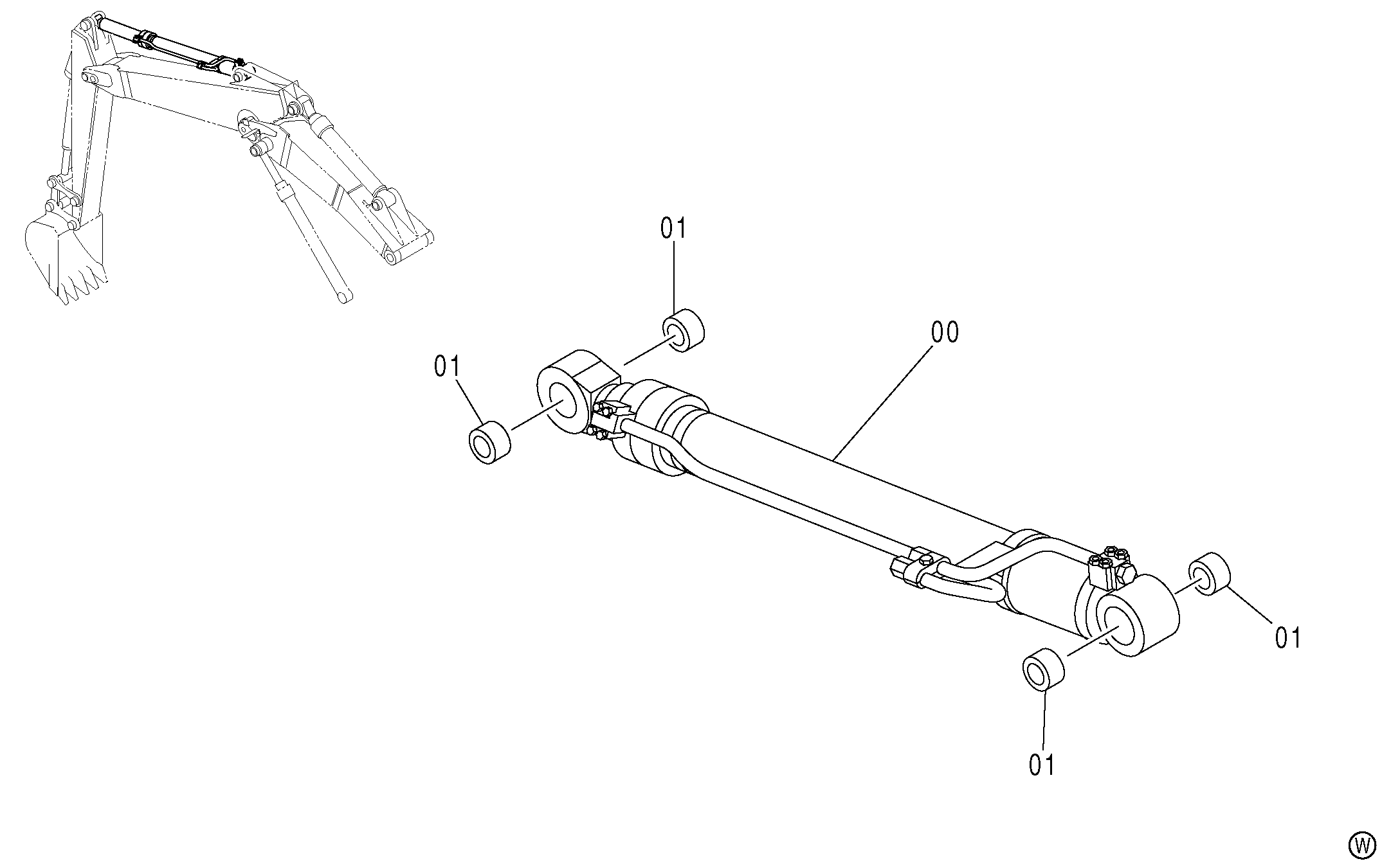 Схема Гидроцилиндр рукояти (2P-BOOM)<130> HITACHI ZX120