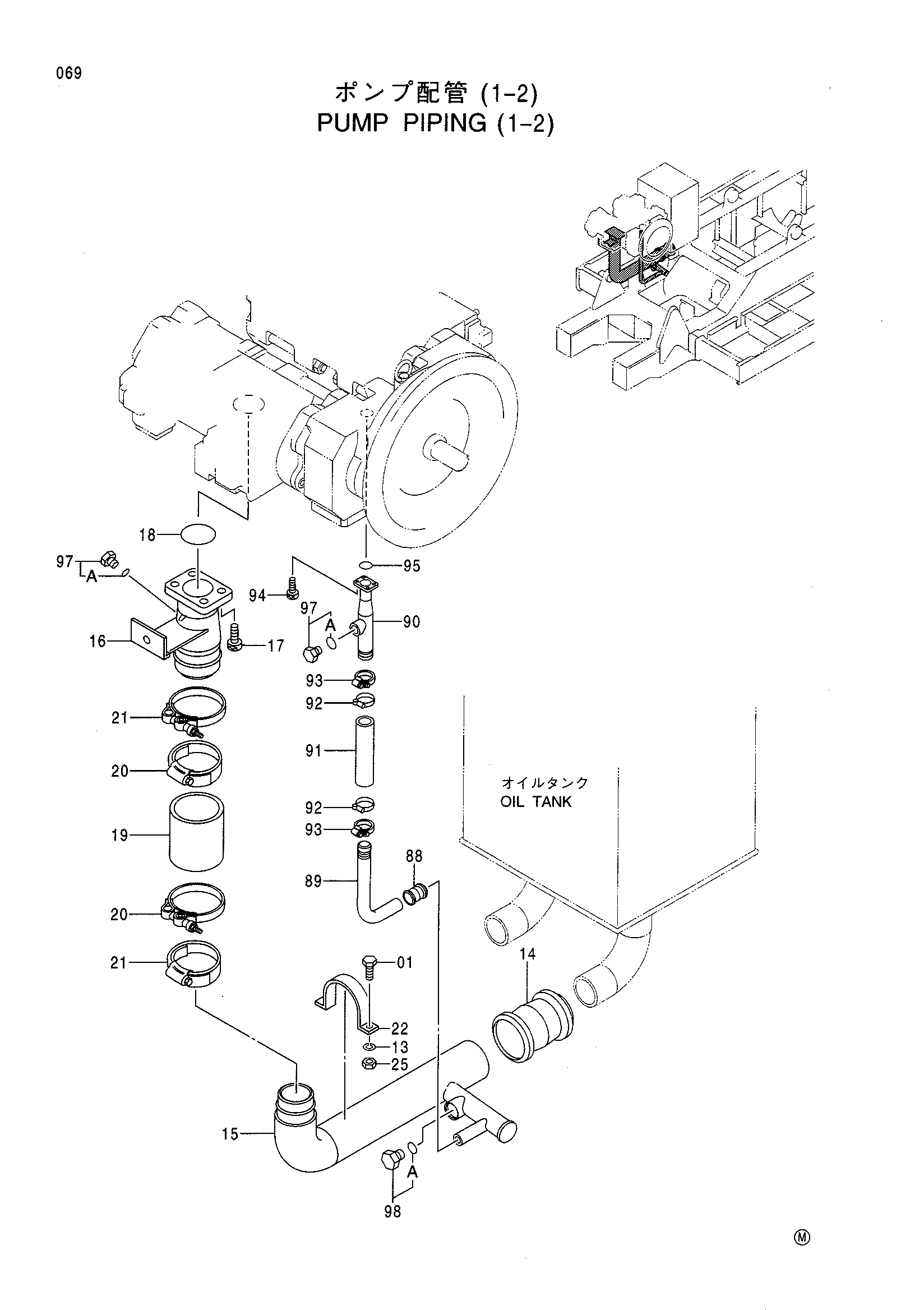 Схема Насос трубопроводы (1-2) HITACHI CX1100