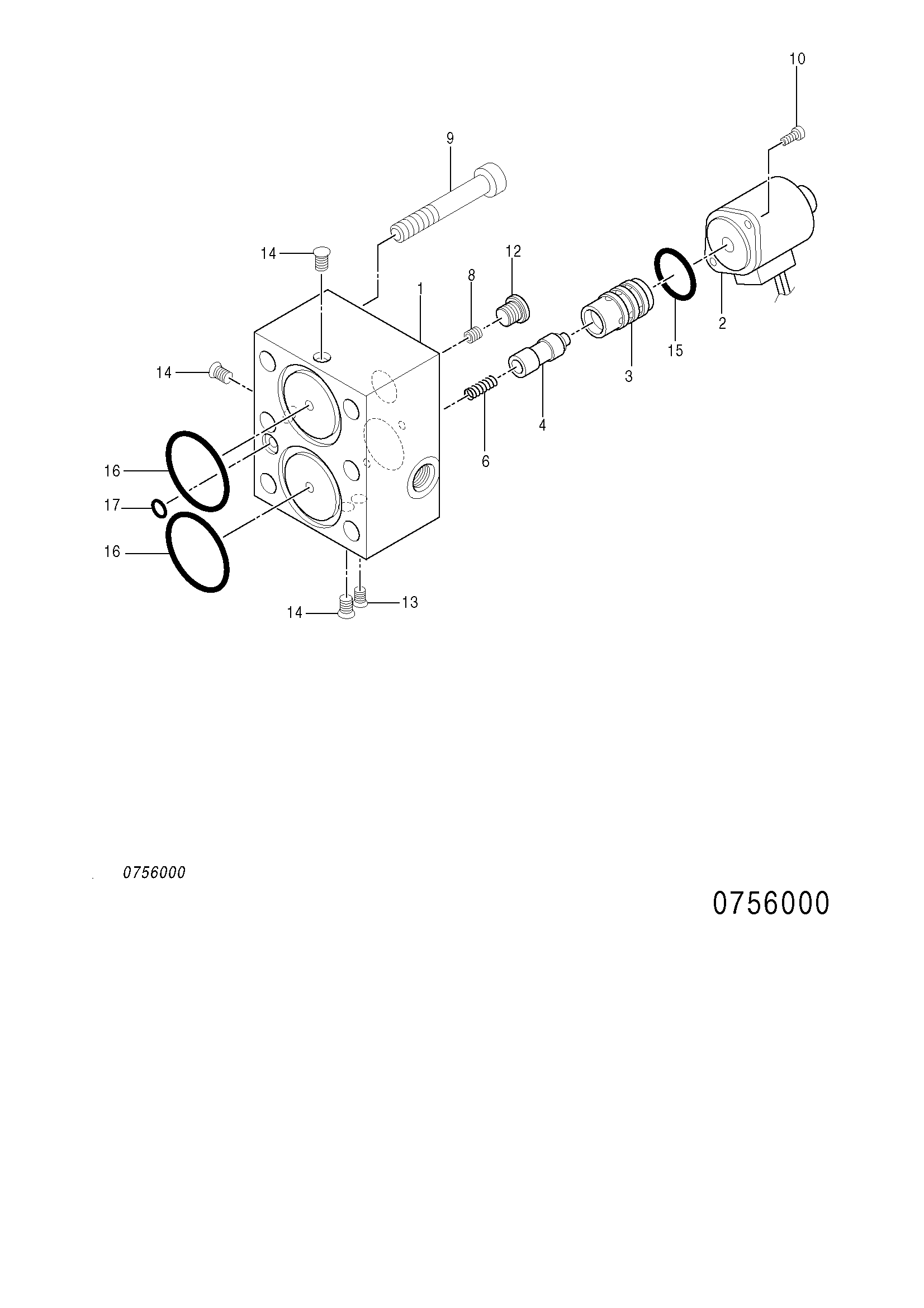 Схема Блок клапанов группа HITACHI ZX75US