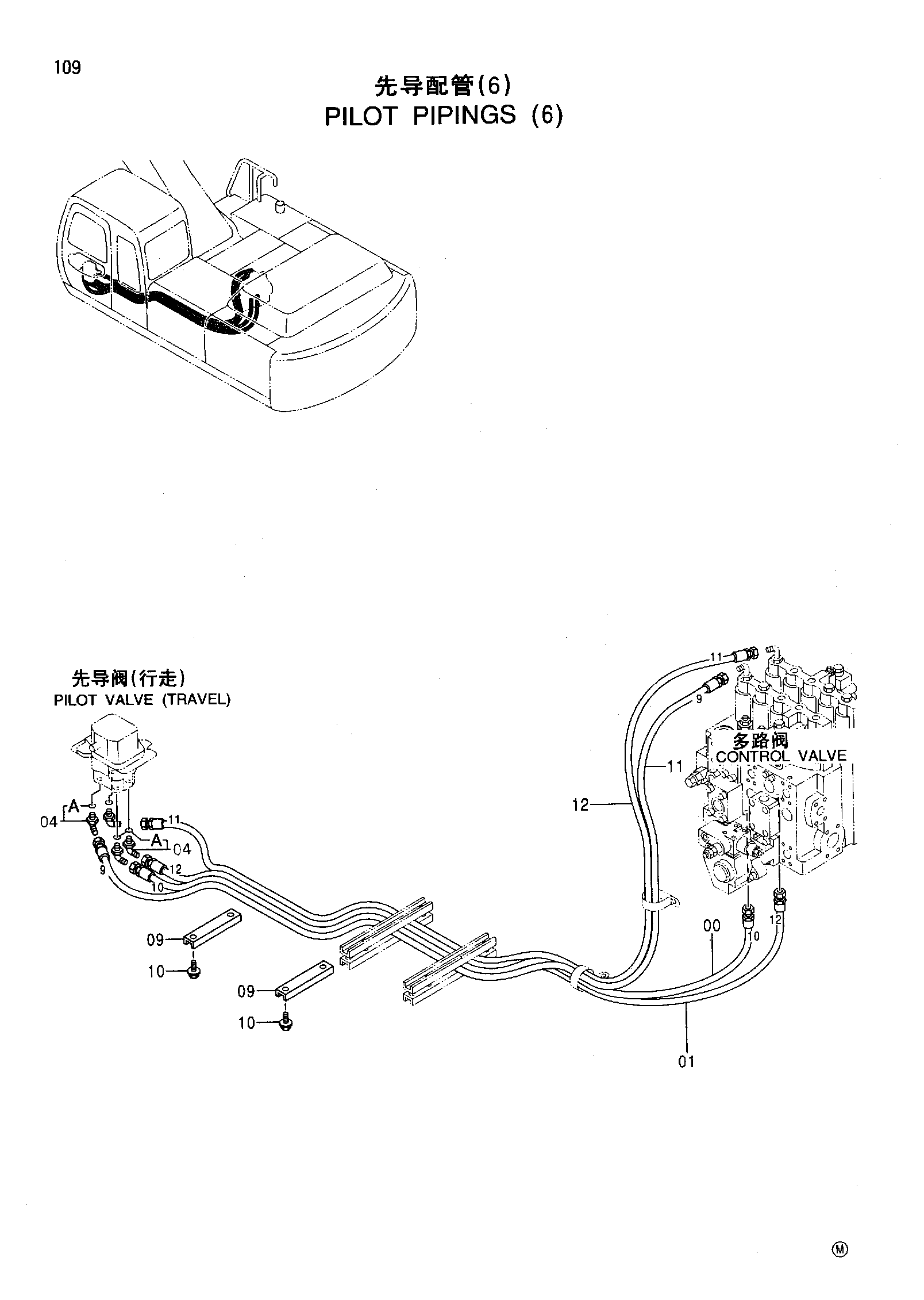 Схема Пилотный трубопроводы (6) HITACHI EX350H-5HHE