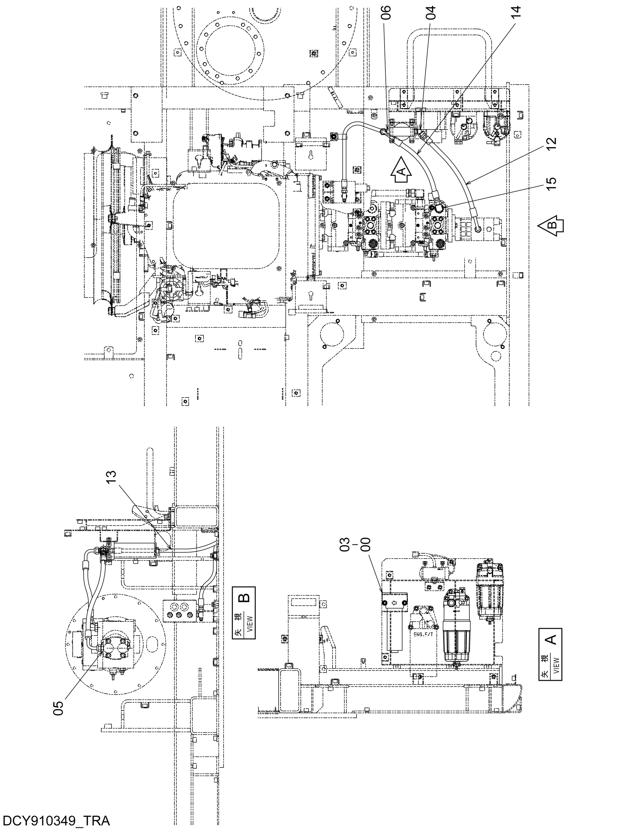 Схема Кхарге трубопроводы HITACHI EG65R-3
