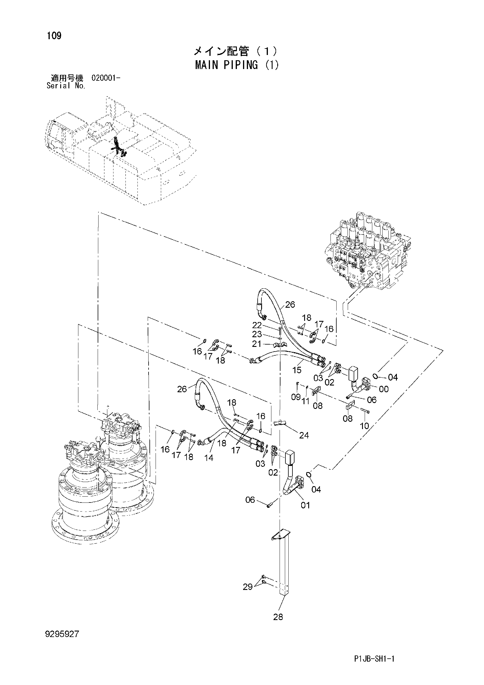Схема Основные гидролинии (1) HITACHI ZX850-3