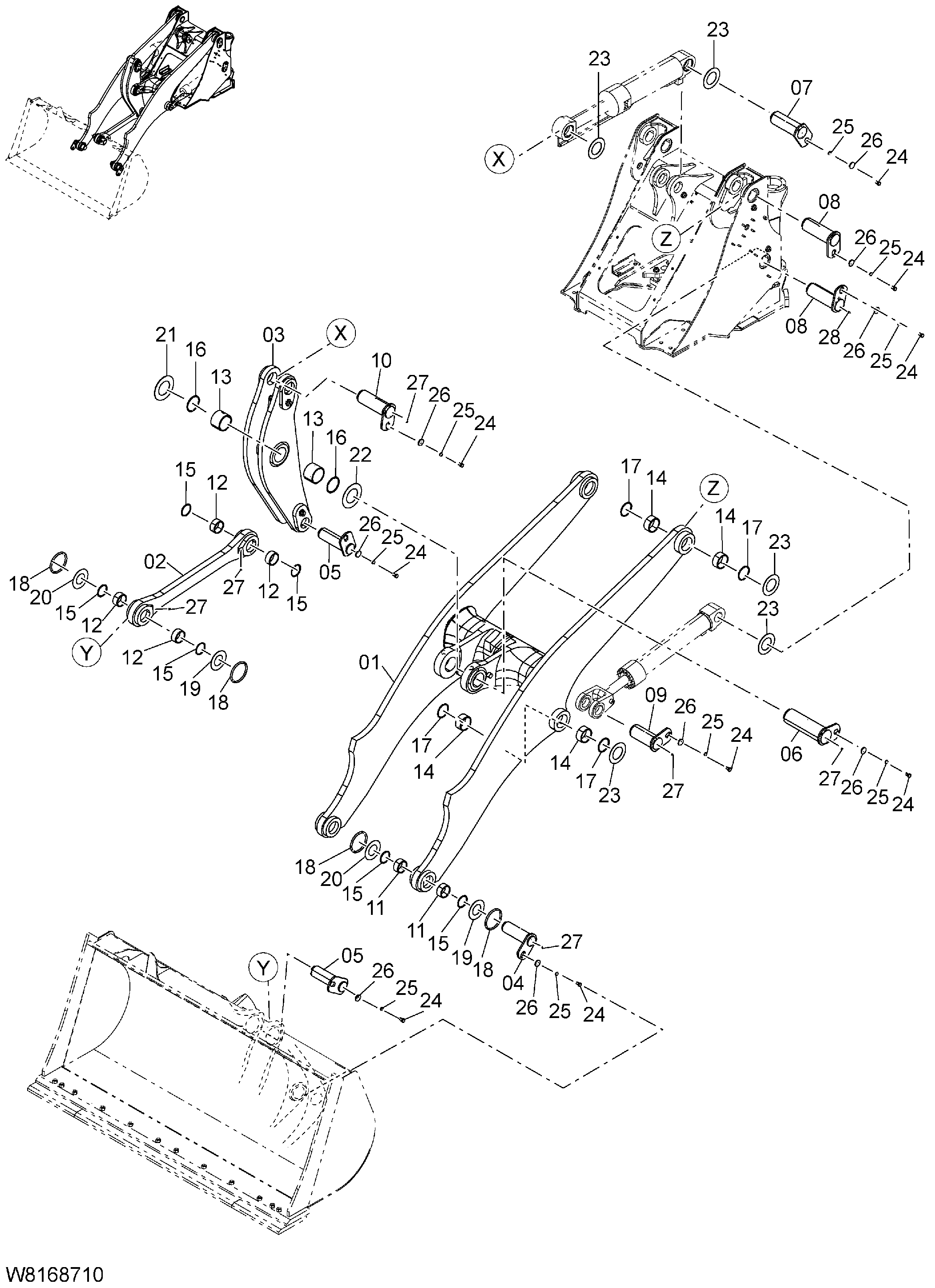 Схема Подъём рукоять(SLA) HITACHI ZW220
