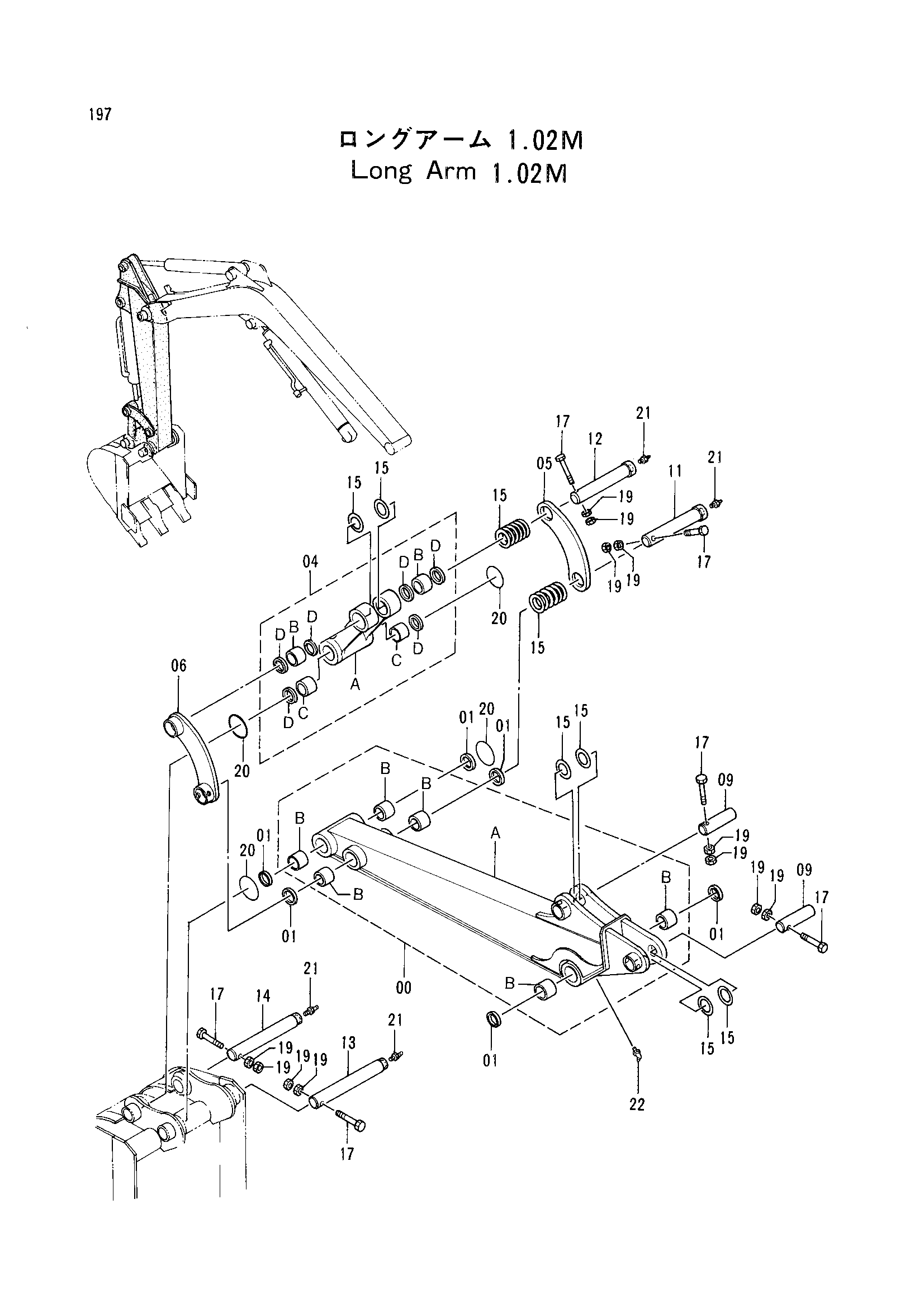 Схема Удлинённый рукоять 1.02M HITACHI EX12