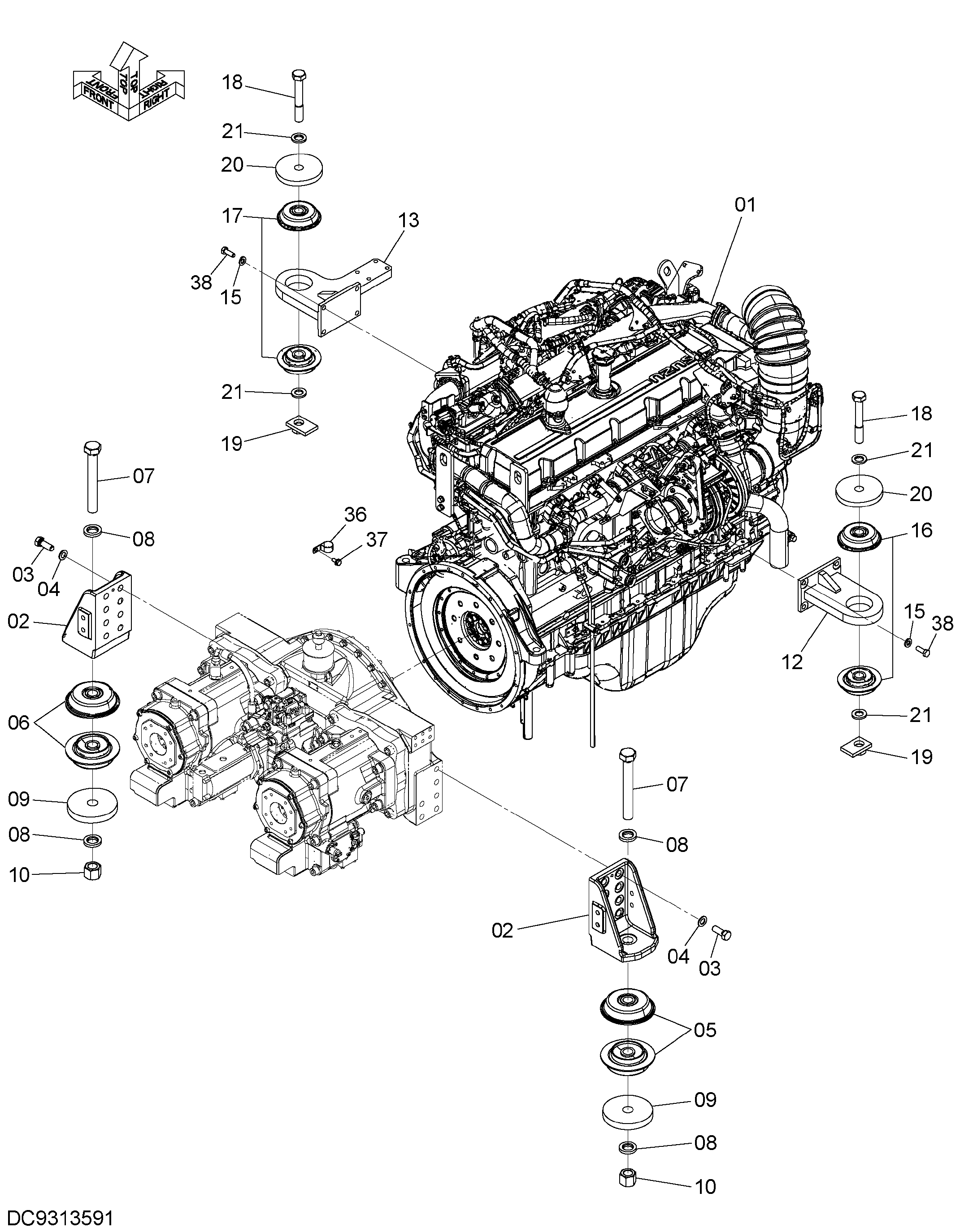 Схема Опора двигателя HITACHI ZX670LCH-5B
