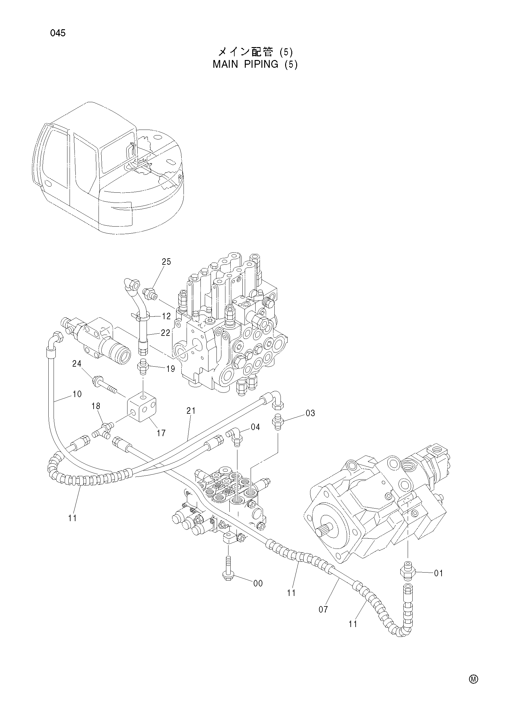 Схема Основные гидролинии (5) HITACHI ZX75US