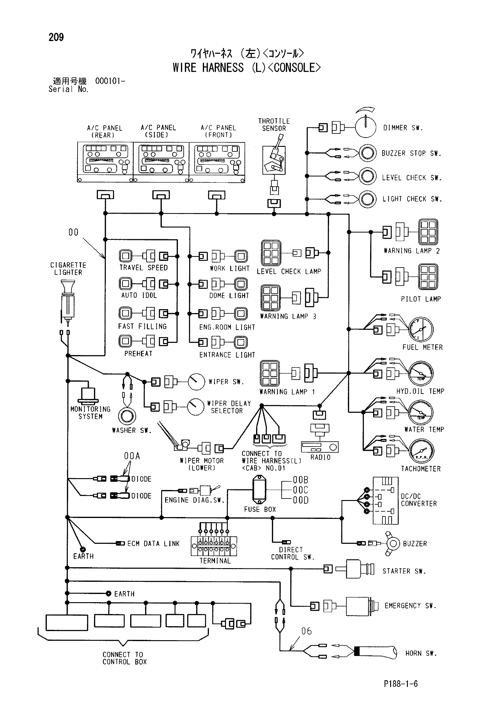 Схема Провод жгут проводов (левый)<консоль> HITACHI EX3600-5
