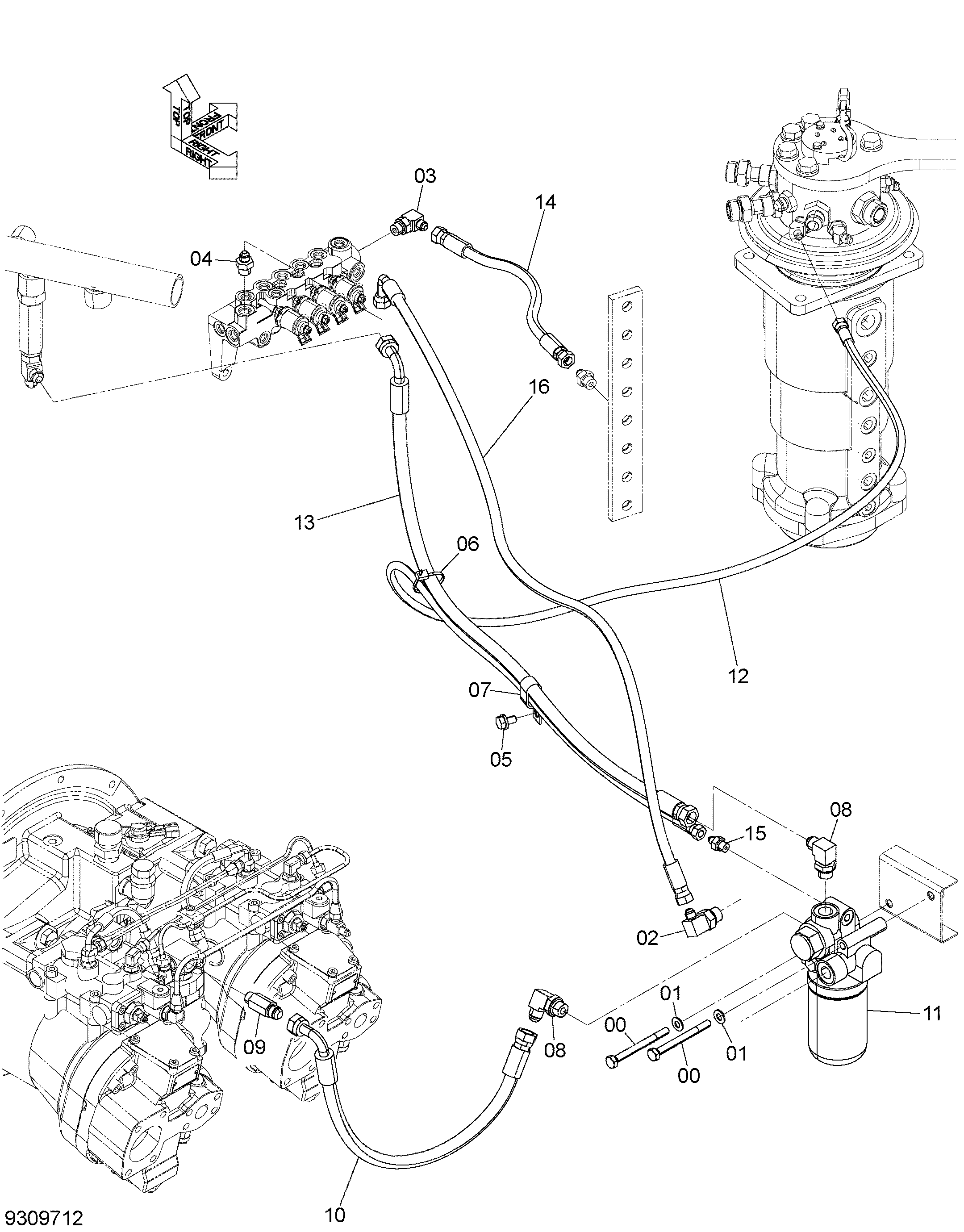 Схема Пилотные гидролинии (A) HITACHI ZX400W-3