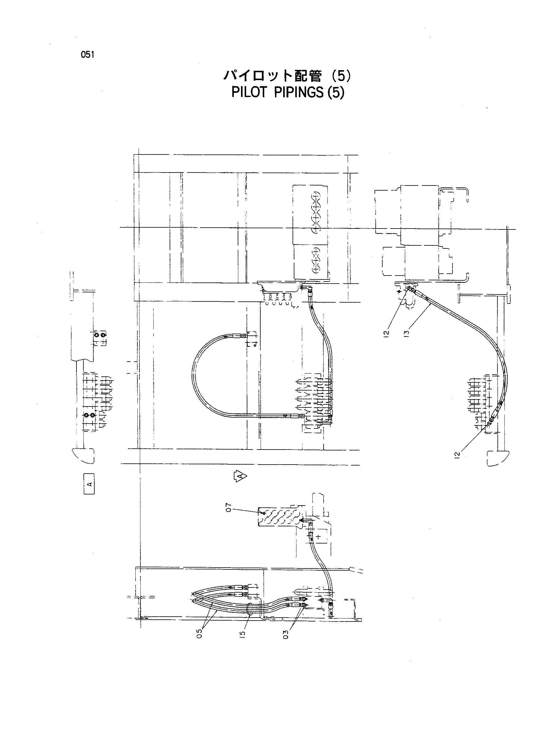 Схема Пилотный трубопроводы (5) HITACHI HR320