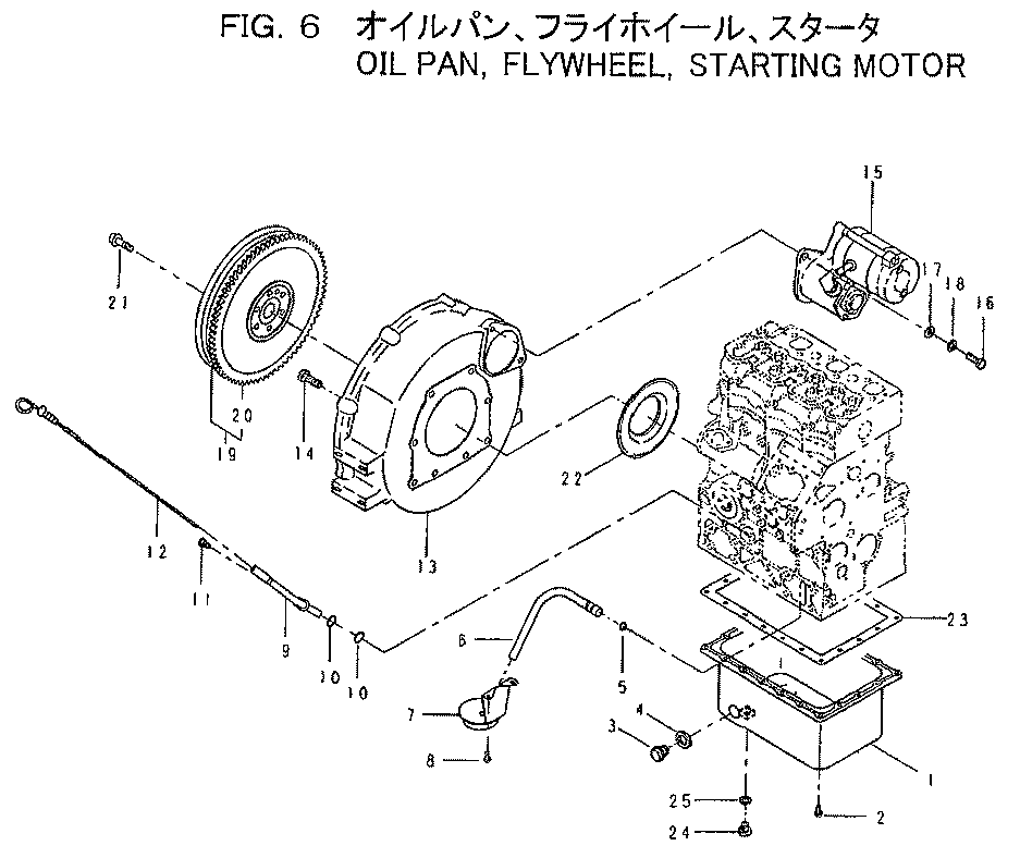 Схема FIG.6 OIL PAN･FLYWHEEL･STARTING MOTOR HITACHI ZX20UR