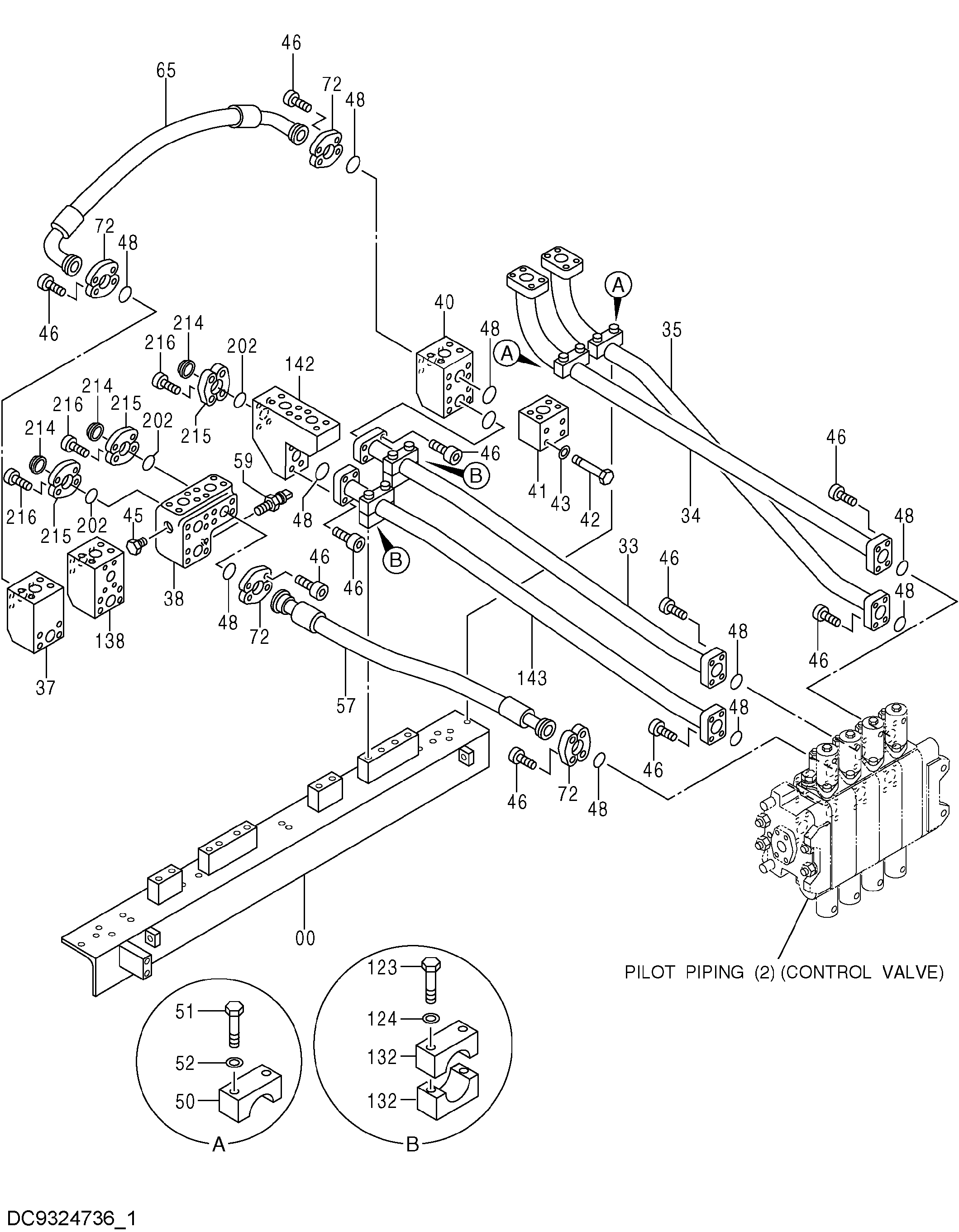 Схема Основные гидролинии (1) HITACHI EX2600-6LD