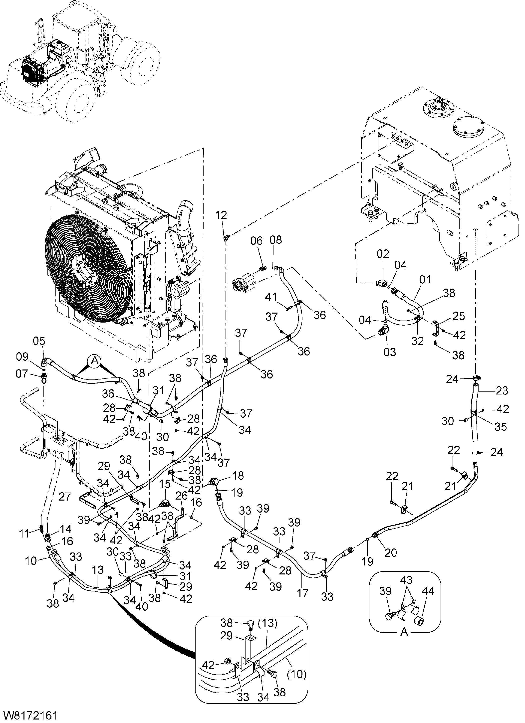 Схема Охлаждение устройство трубопроводы(1) HITACHI ZW310-HCMF
