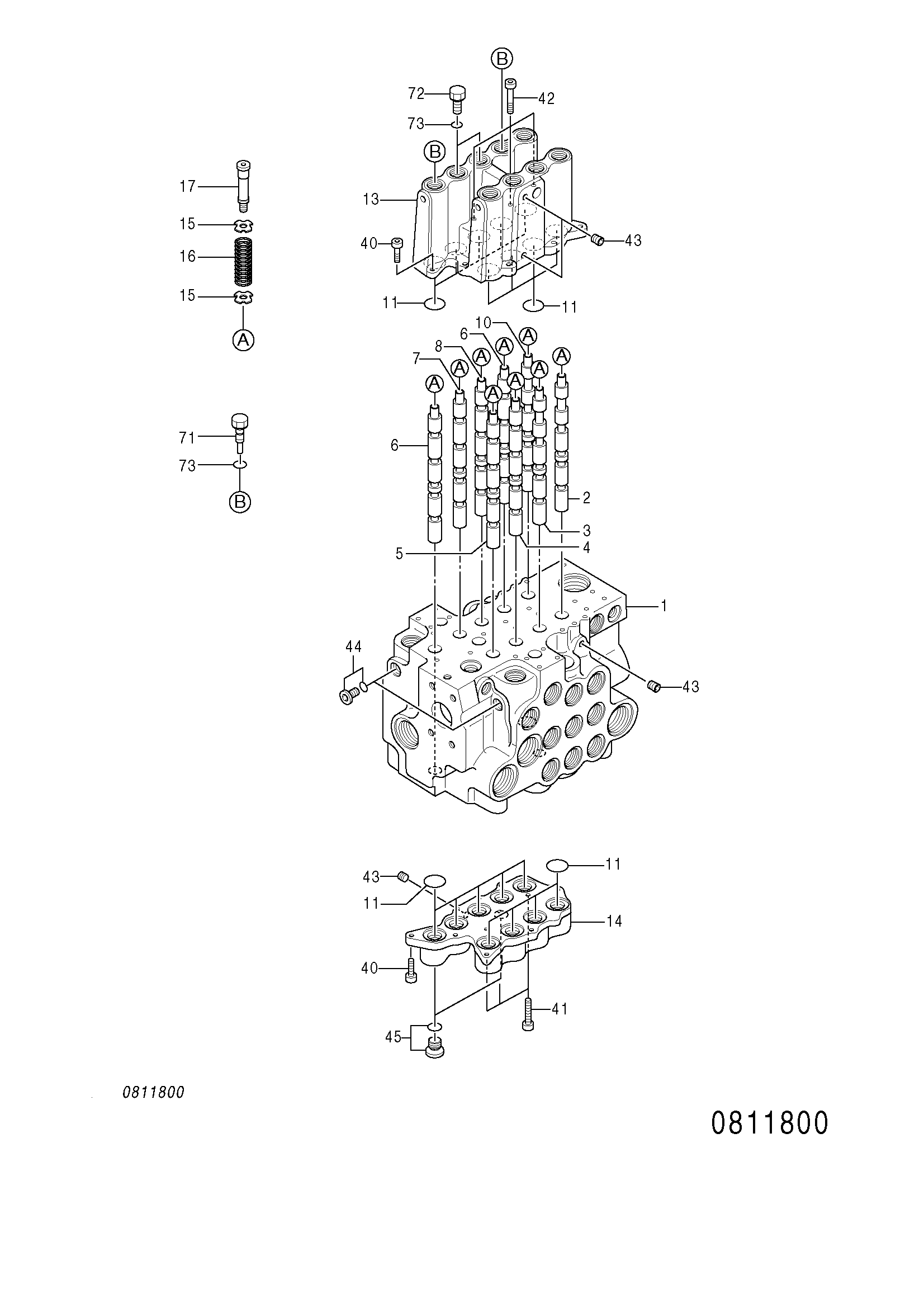 Схема Гидрораспределитель (1/3) HITACHI ZX75US