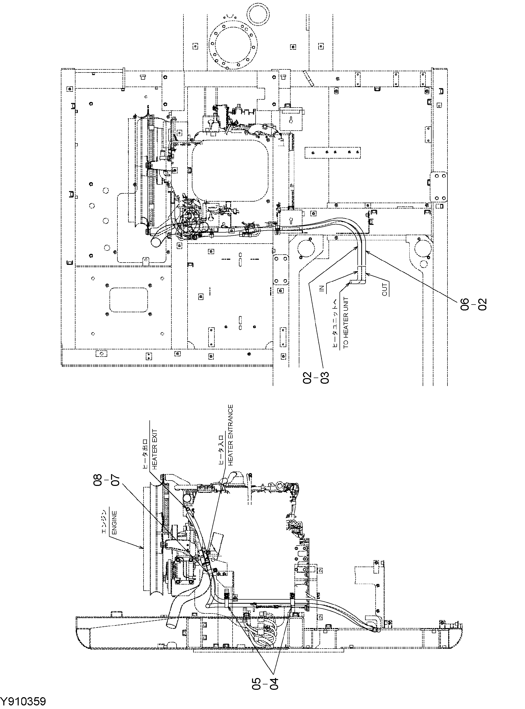 Схема Отопитель трубопроводы (2) HITACHI EG65R-3