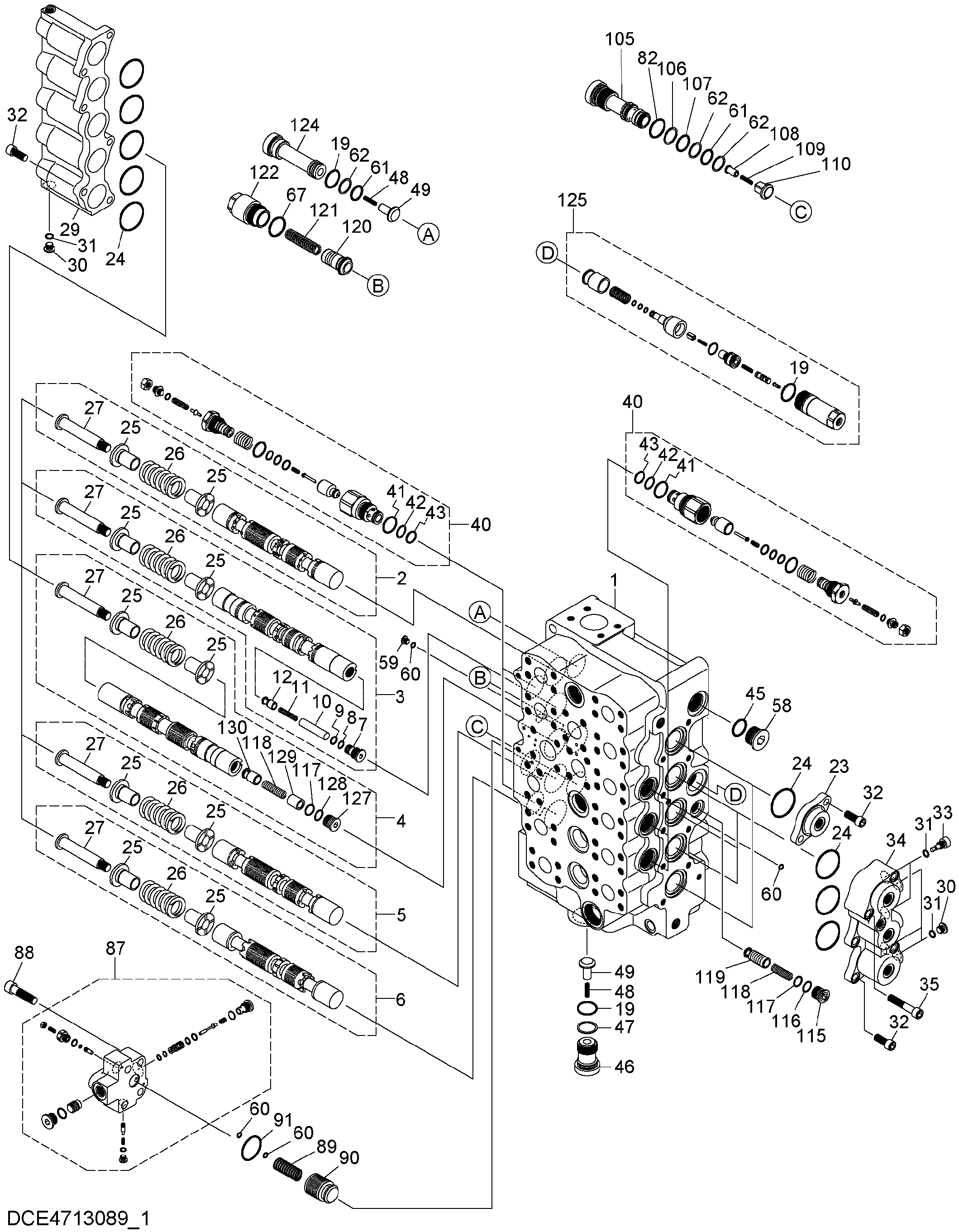 Схема Гидрораспределитель (1/4) HITACHI ZX870LC-5B