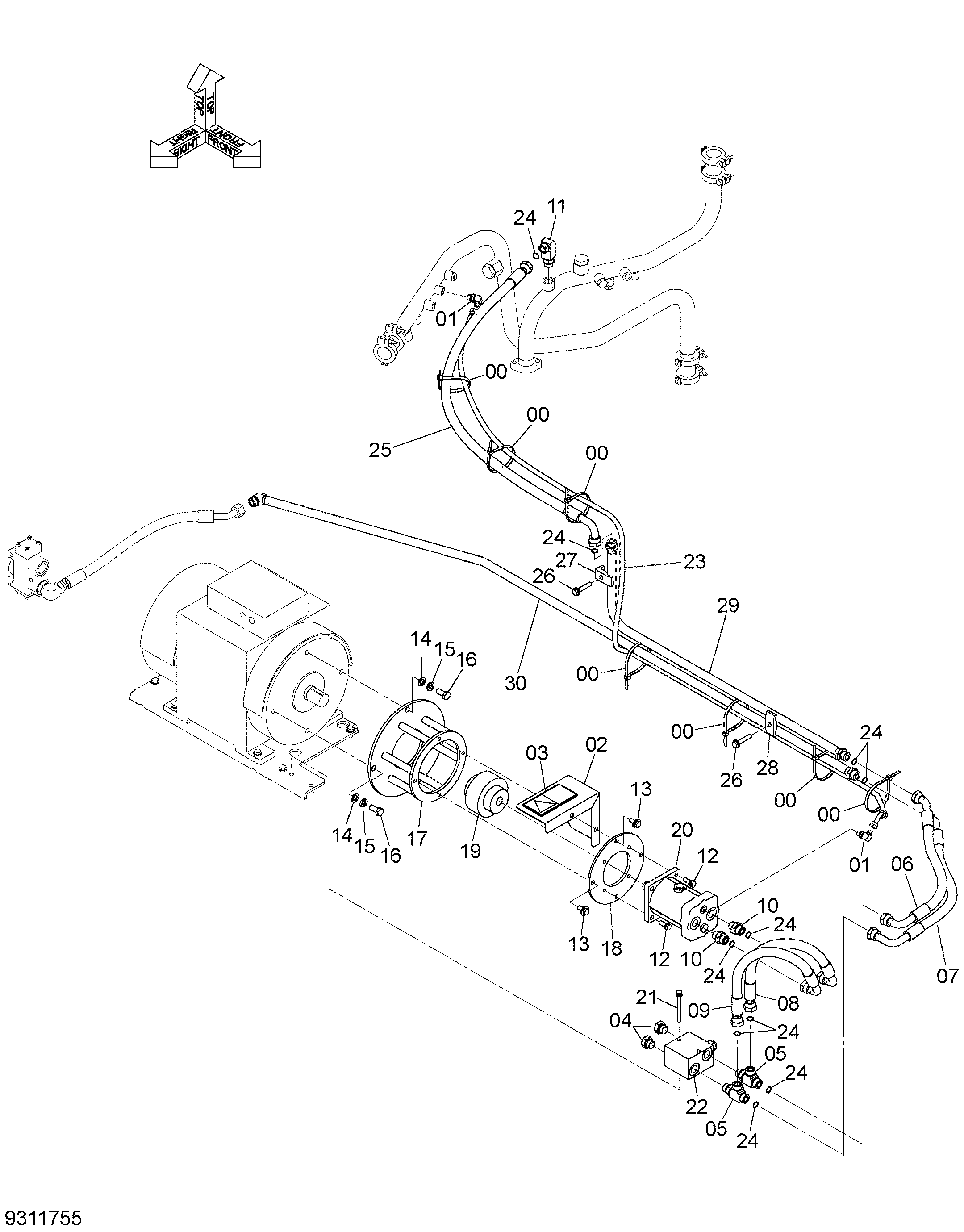 Схема Мотер трубопроводы (1) HITACHI ZX400W-3