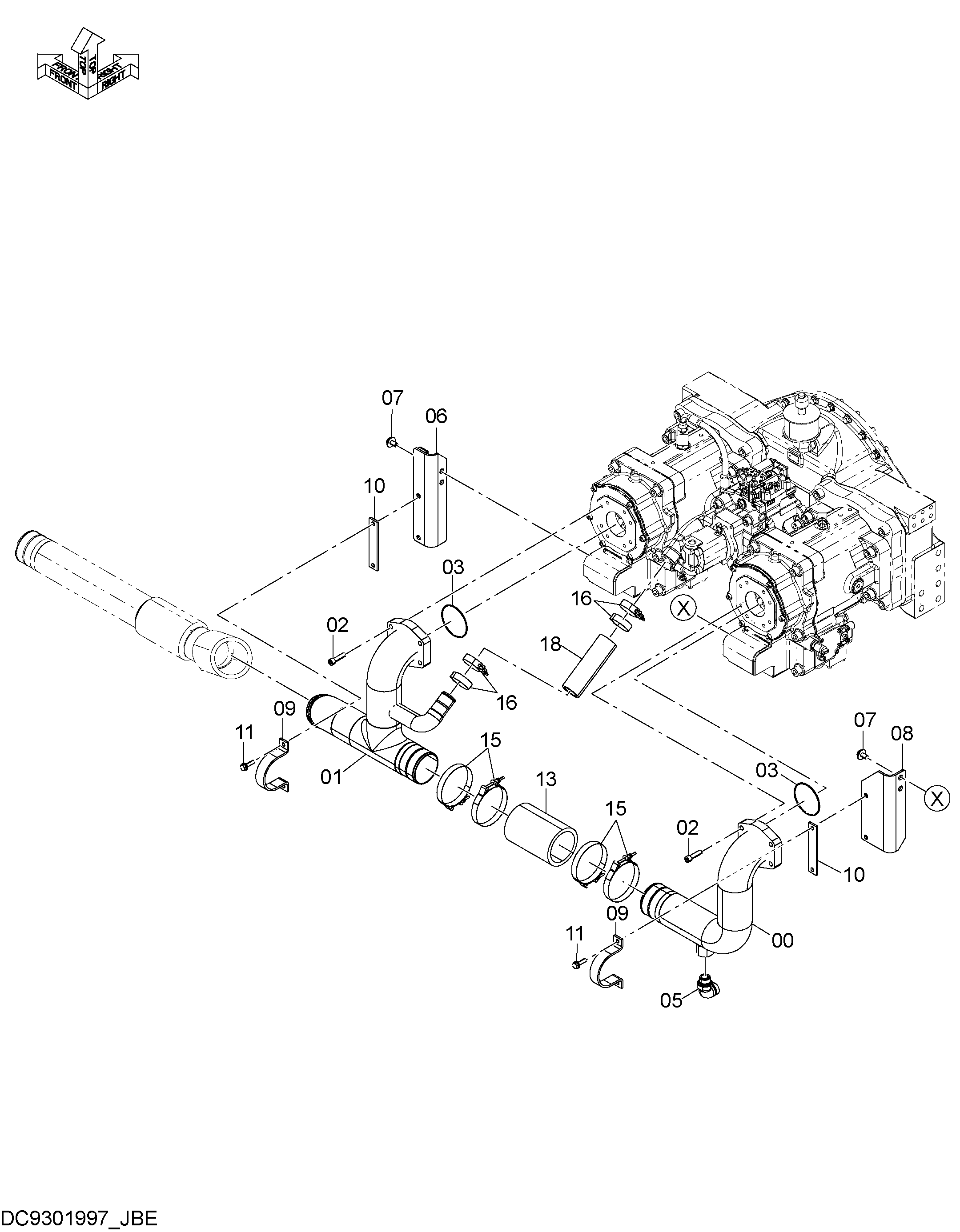 Схема Всасывающие трубопроводы (для насос) HITACHI ZX870-5G