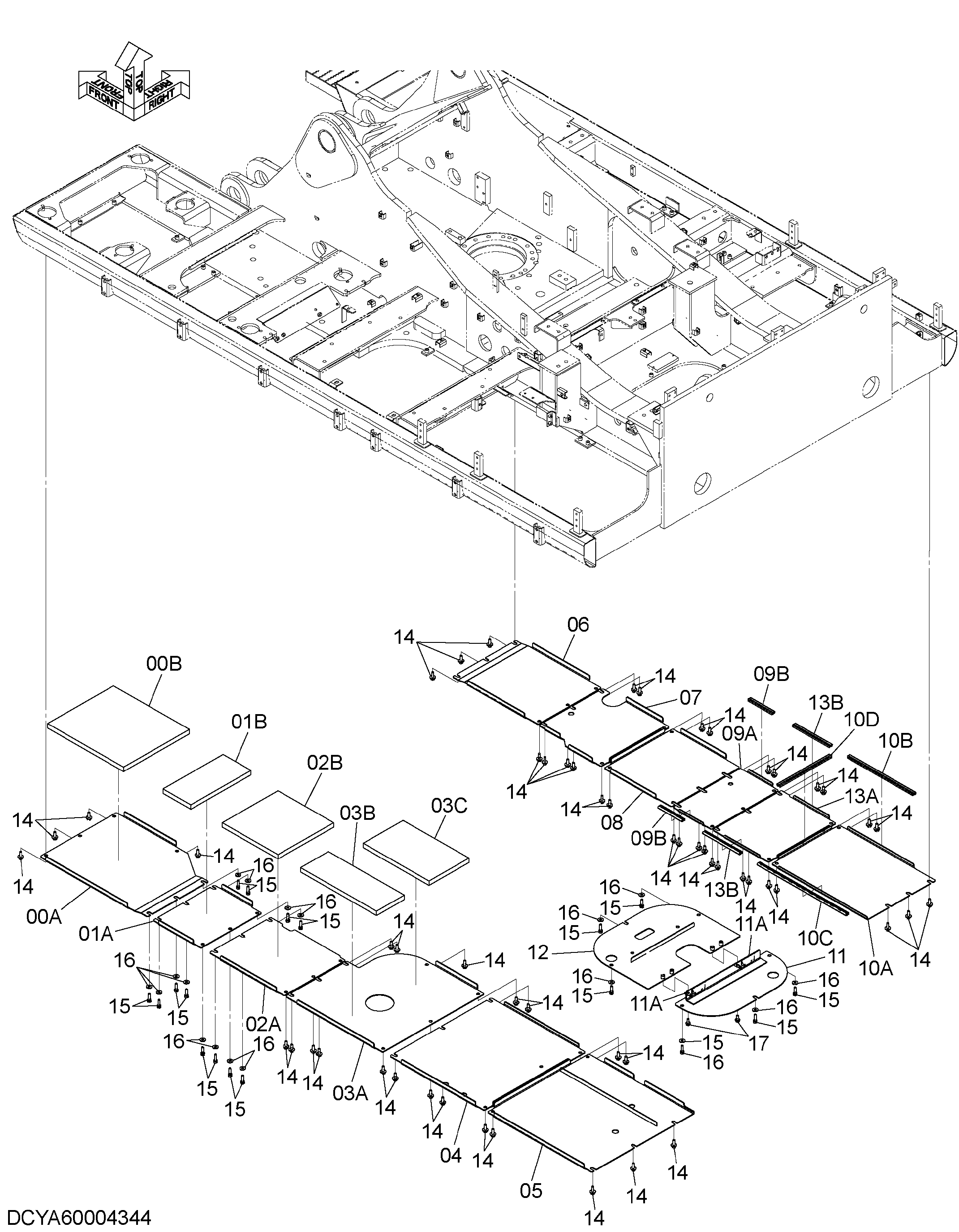 Схема Нижняя защита HITACHI ZX470LCH-5G