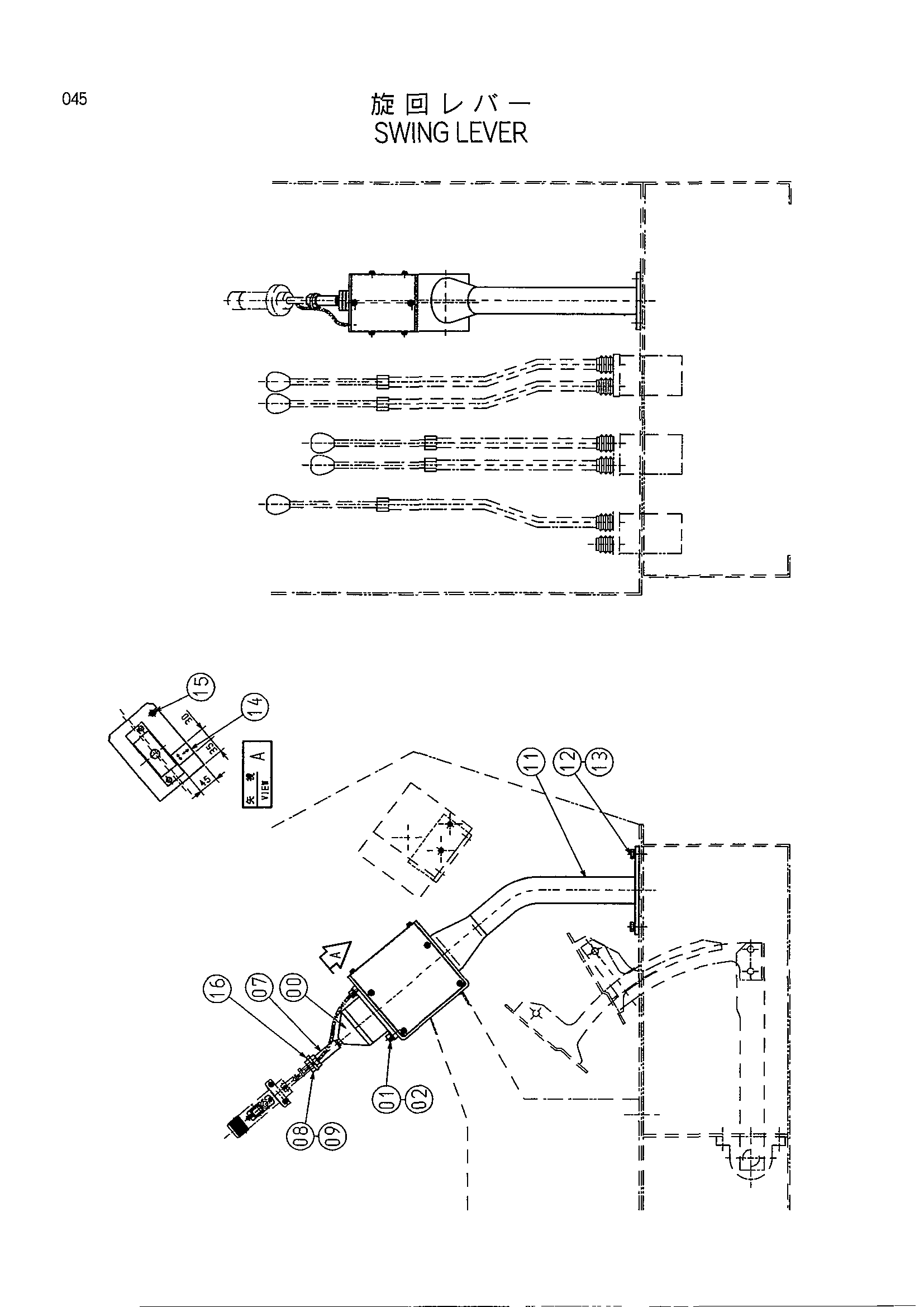 Схема Поворот рычаг детали HITACHI KH125-3(D)