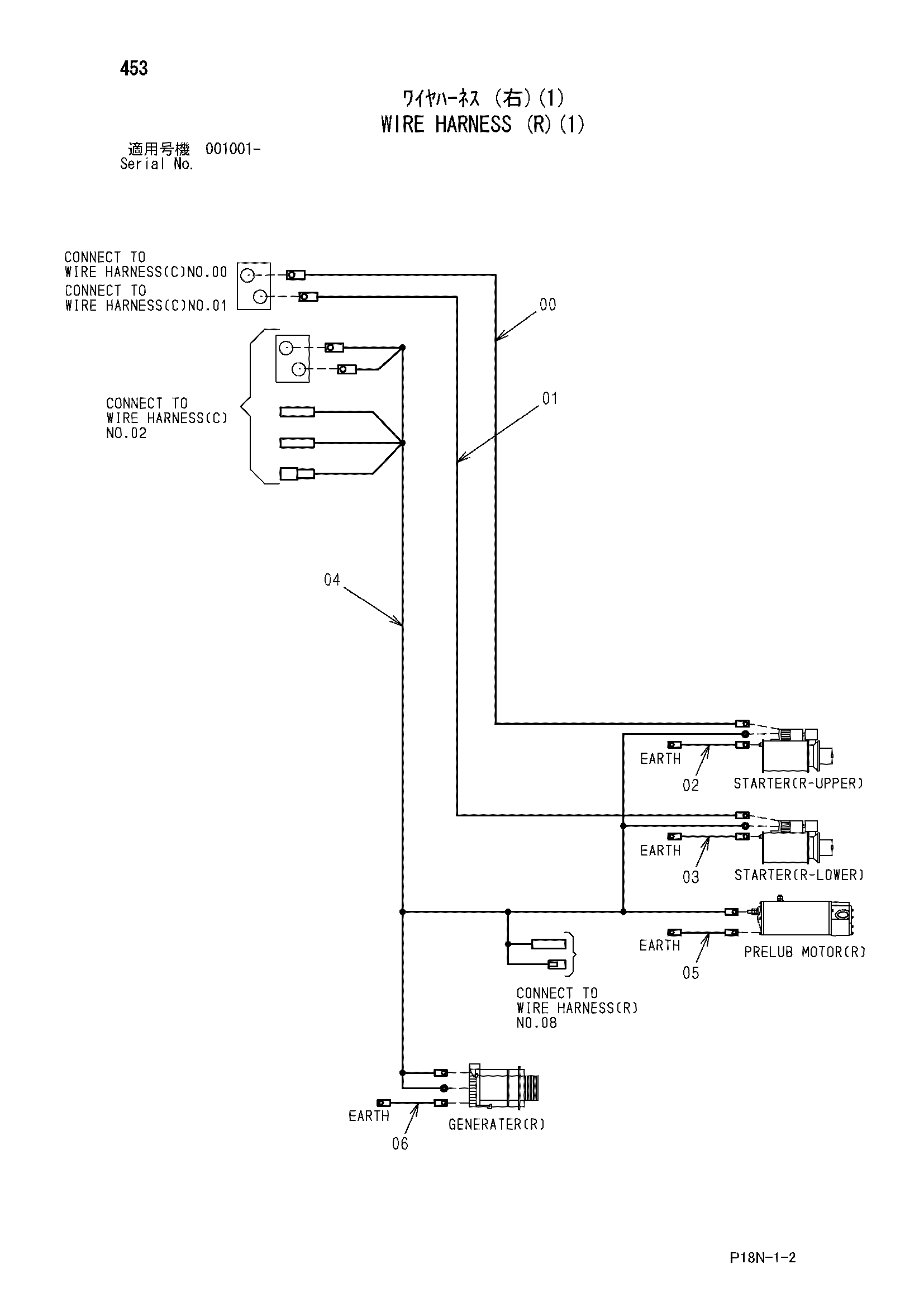 Схема Провод жгут проводов (правый)(1) HITACHI EX5500-6