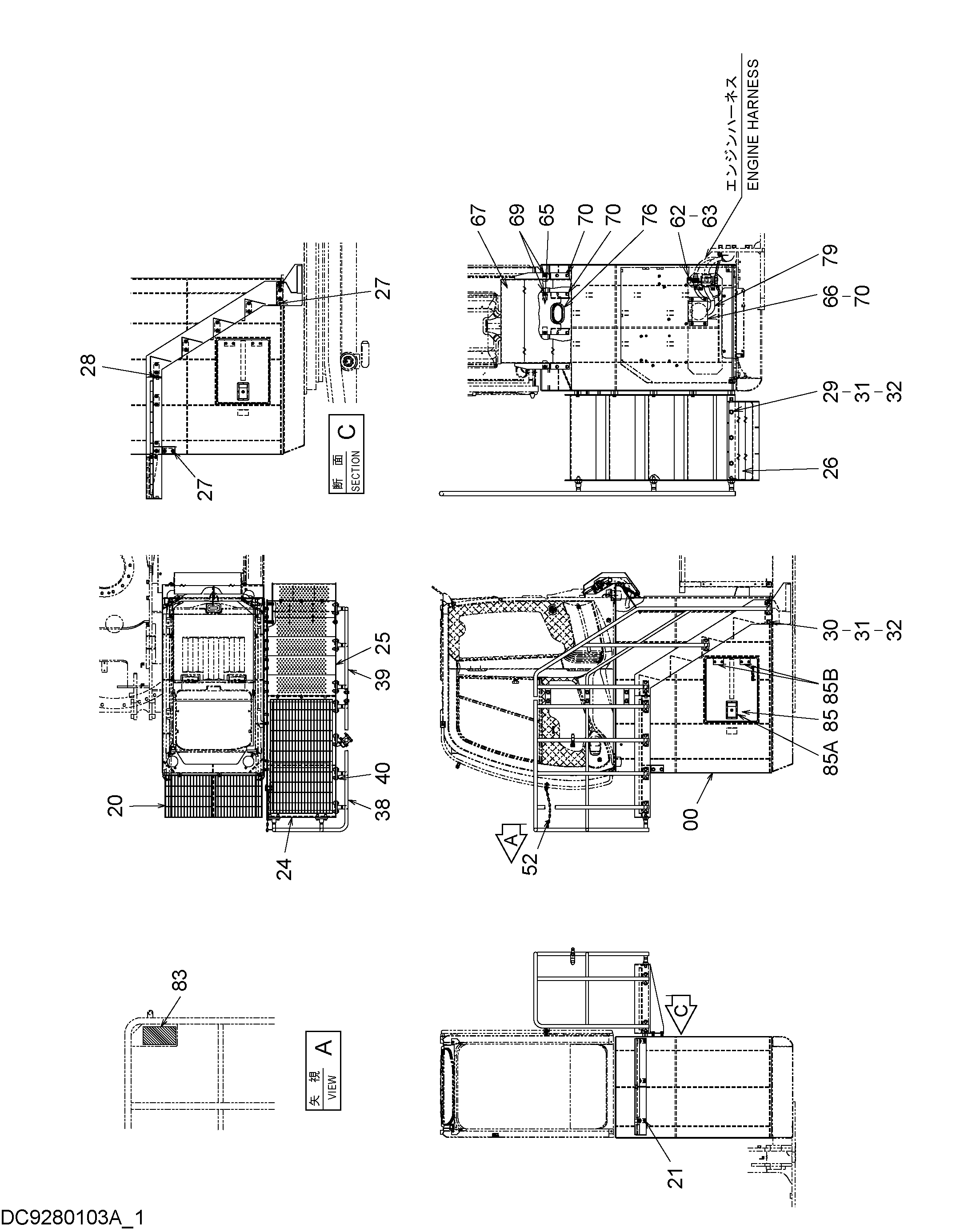 Схема Хигх-моунт кабина боковой ступень (1.5m)(1) HITACHI ZX330-3
