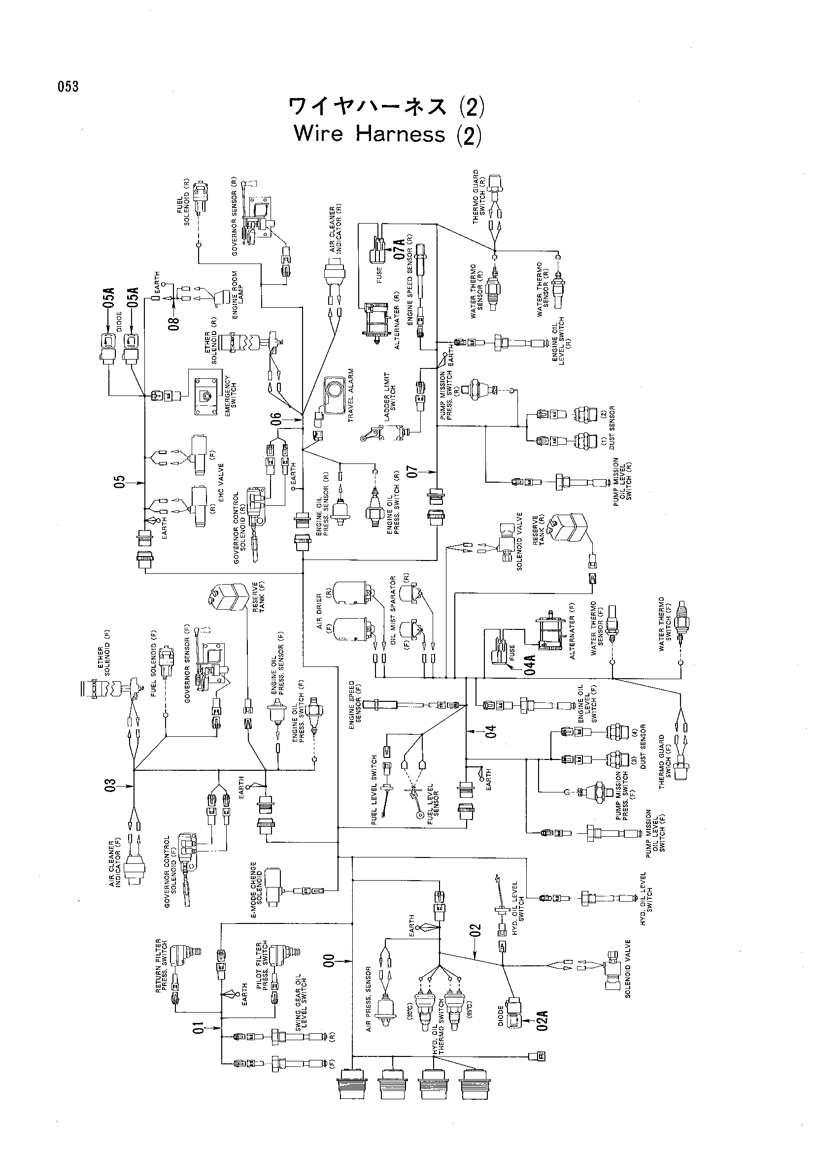 Схема Провод жгут проводов(2) HITACHI EX1800