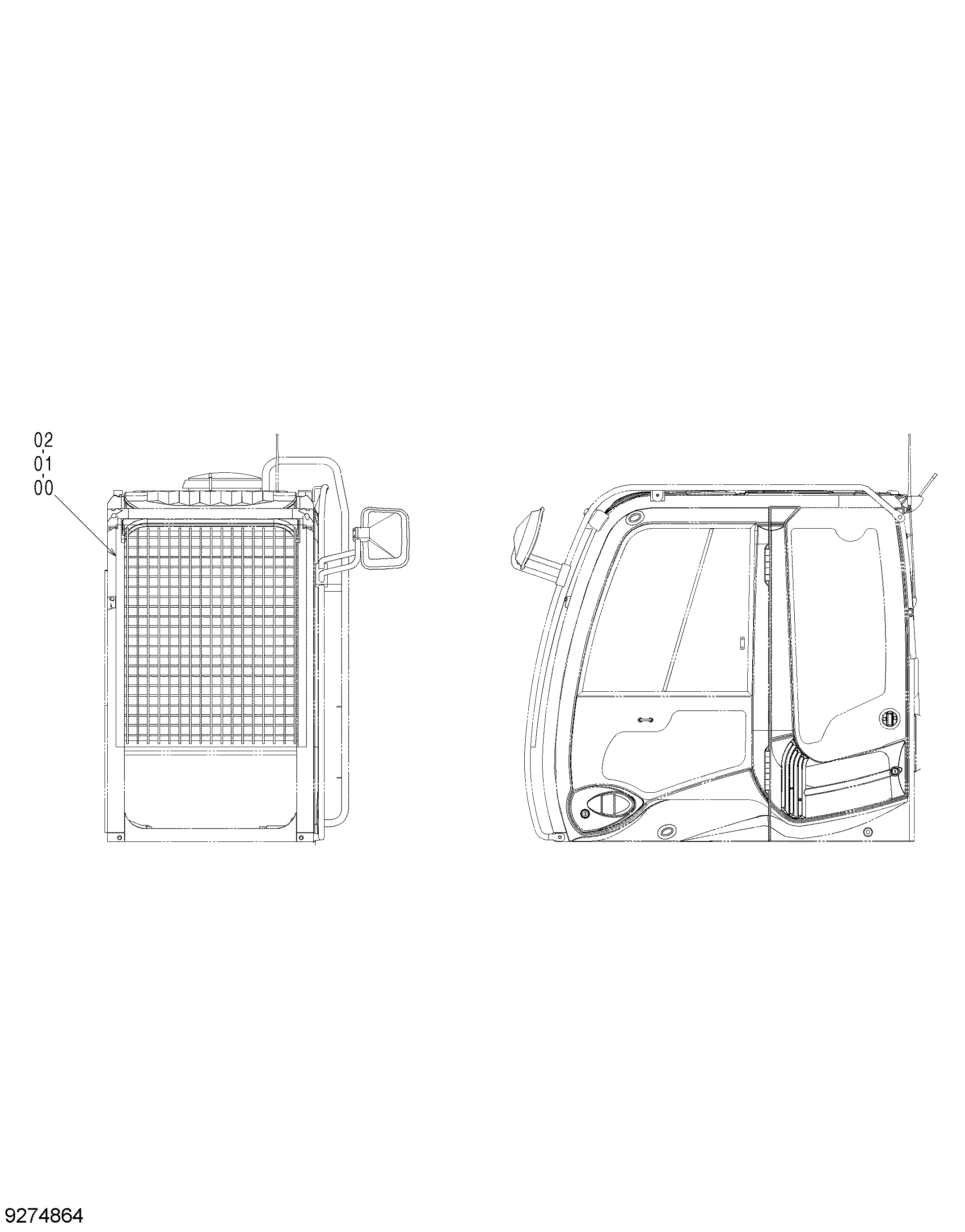 Схема Кабина защита (демонтажное оборудование кабина II) HITACHI ZX480LCK-3
