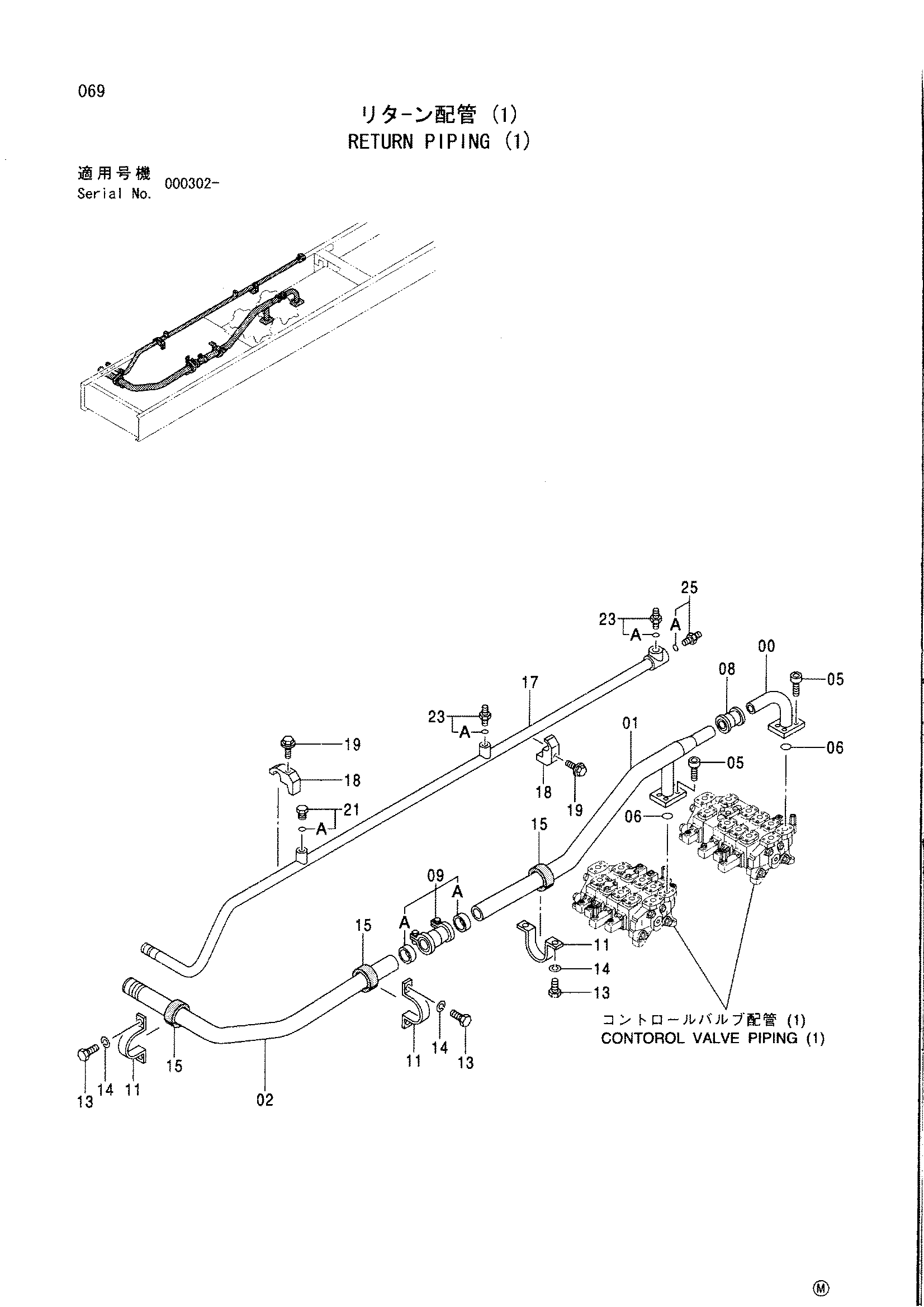 Схема Обратные трубопроводы (1) HITACHI CX900-2