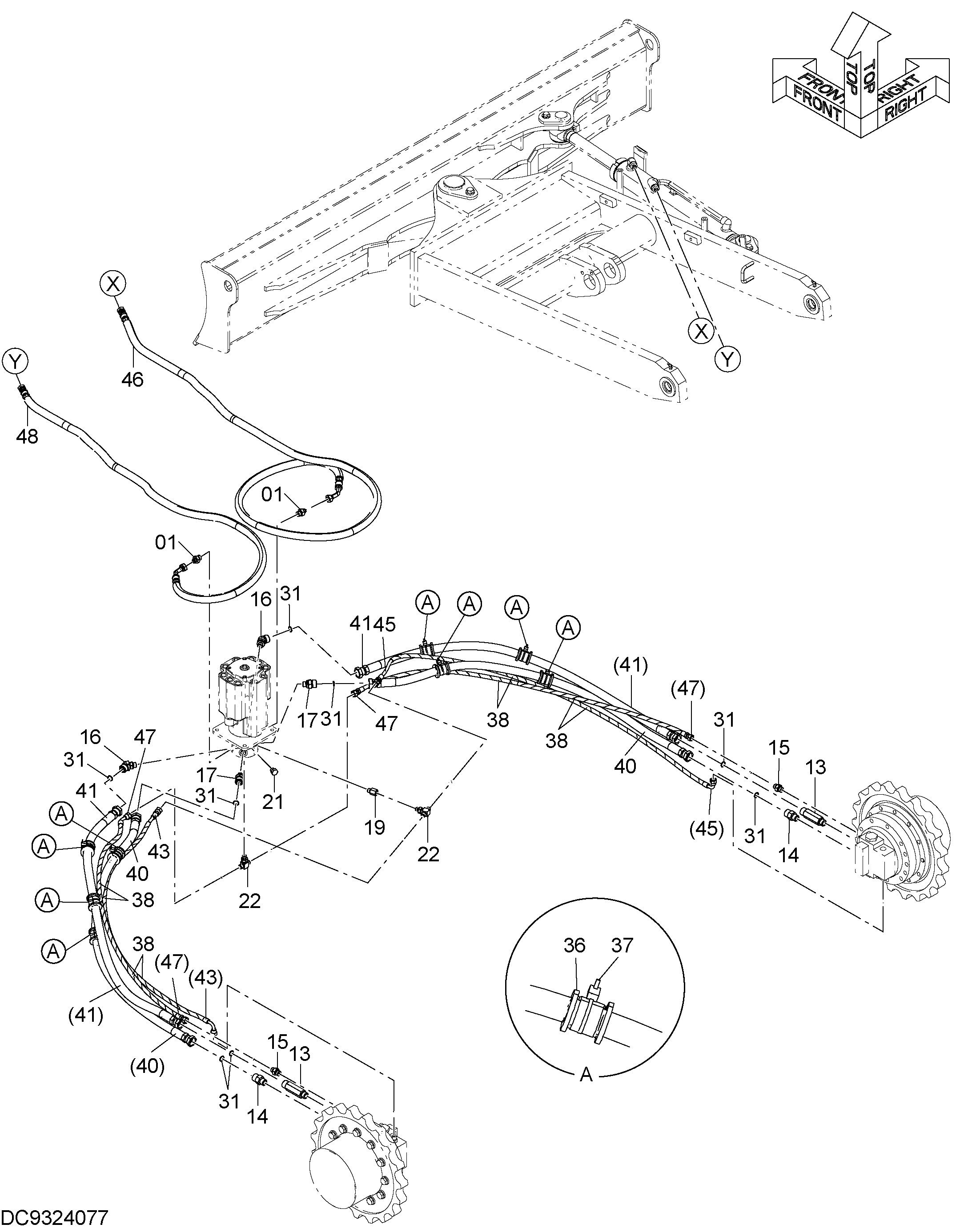 Схема PA отвал трубопроводы (1) HITACHI ZX50UNA-3