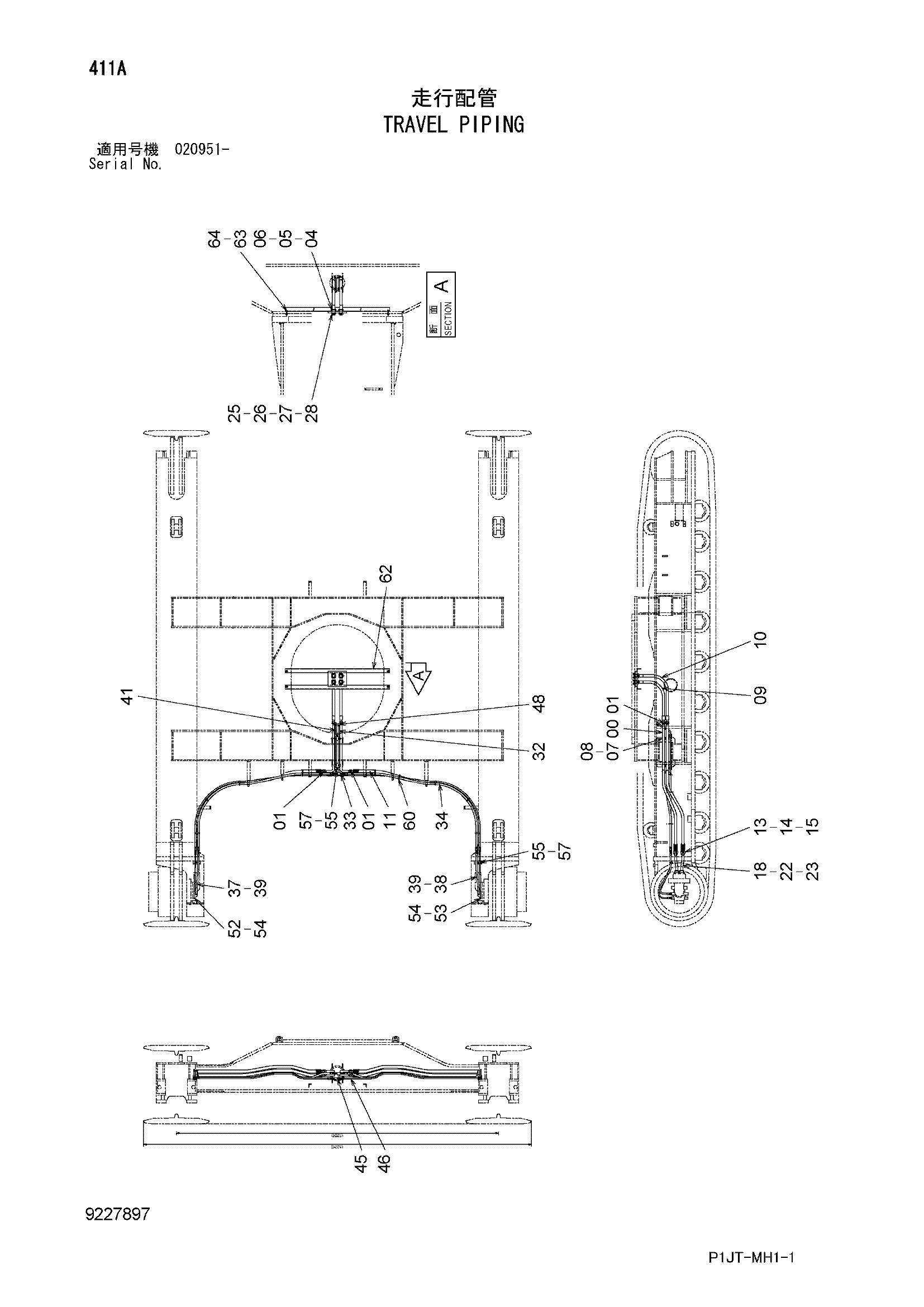 Схема Гидролинии хода HITACHI TL1100-3
