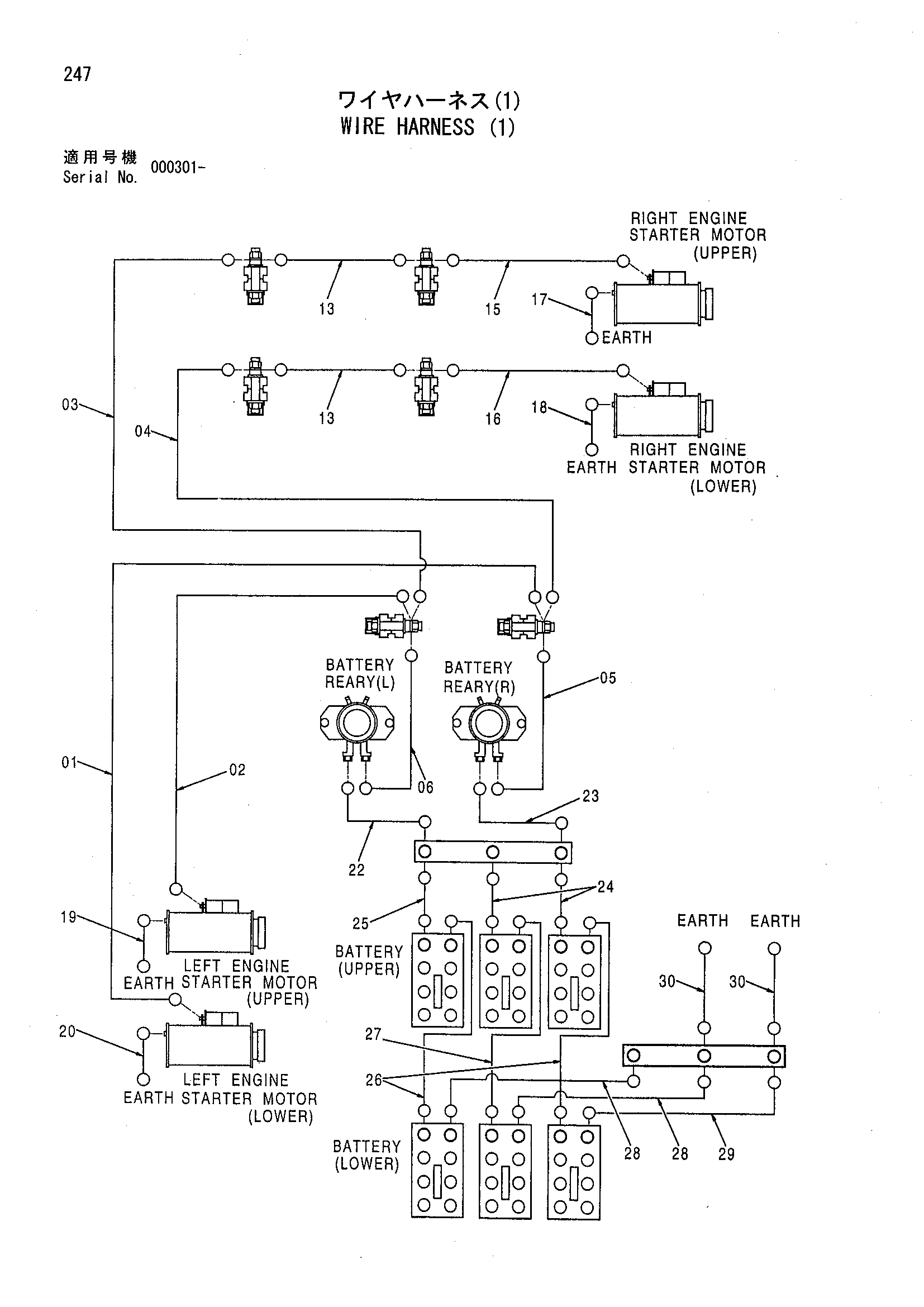 Схема Провод жгут проводов (1) HITACHI EX3500