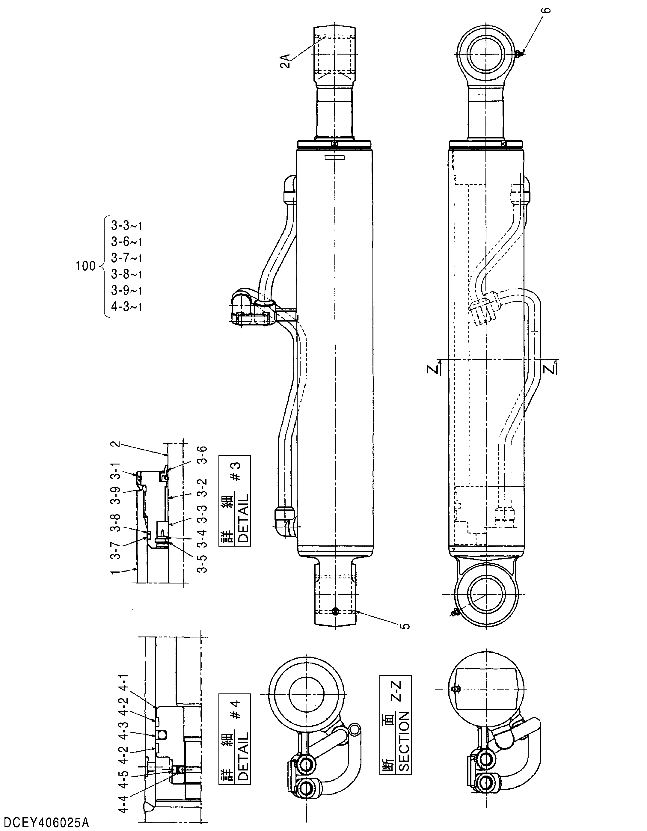 Схема Гидроцилиндр. разгрузка (правый) HITACHI EG65R-3
