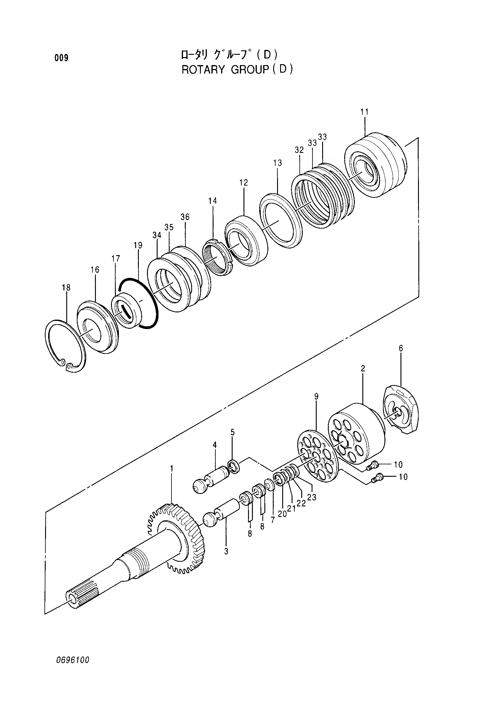 Схема Поворотный группа (D) HITACHI EX150LC-5