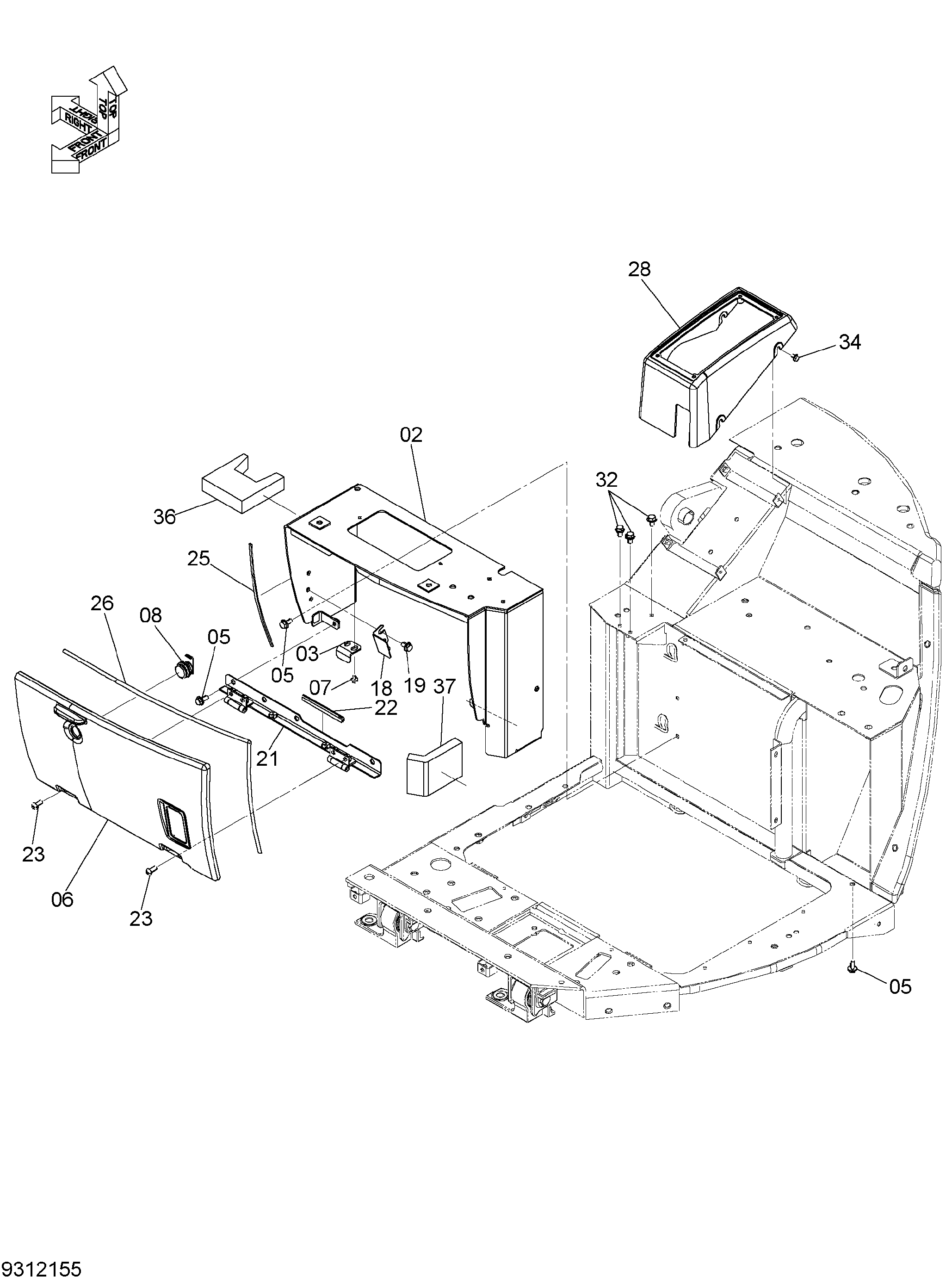 Схема CANOPY (FLOOR) SEAT BASE HITACHI ZX40WM-3D