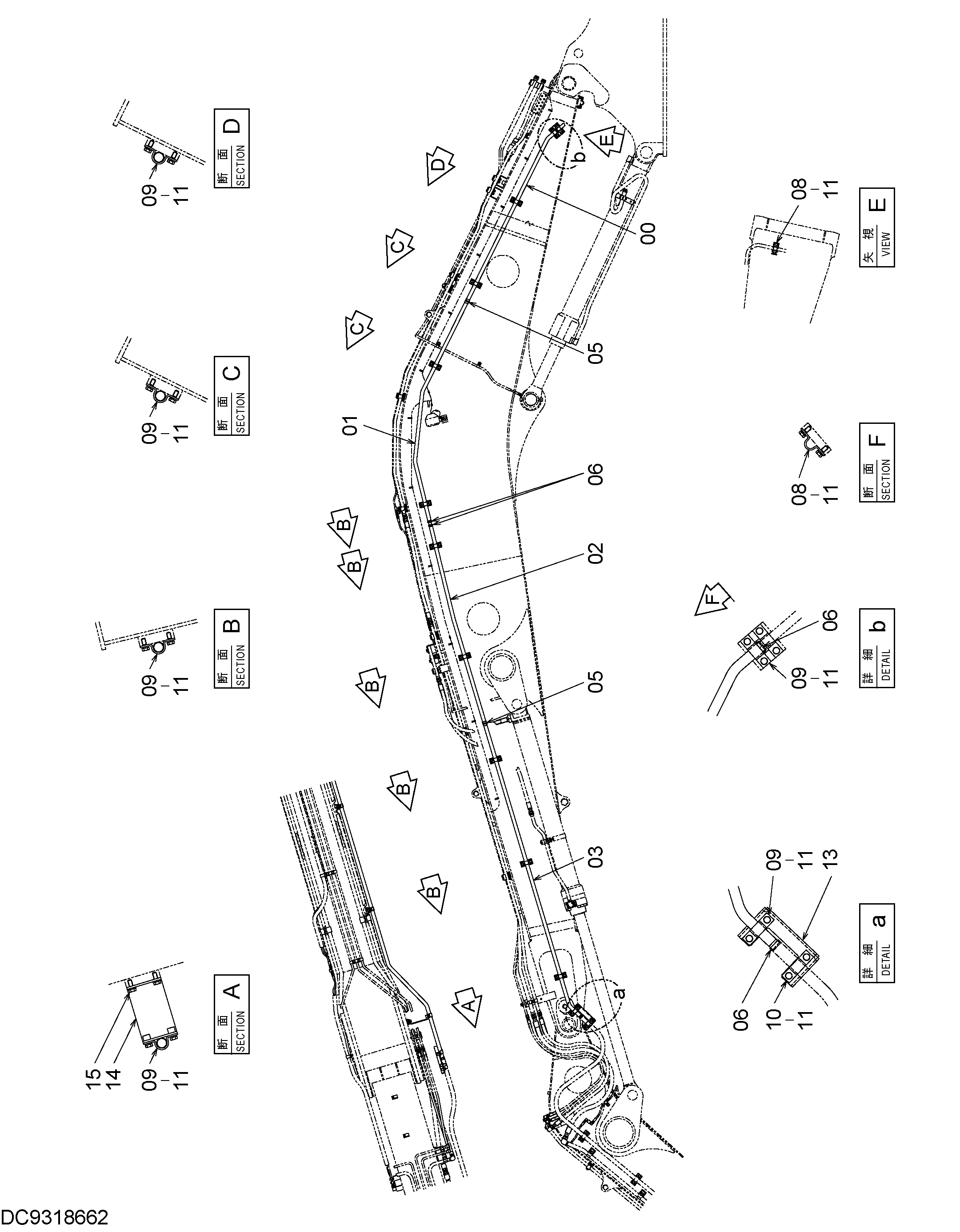 Схема Подъём магнит детали (стрела) HITACHI ZX330-3