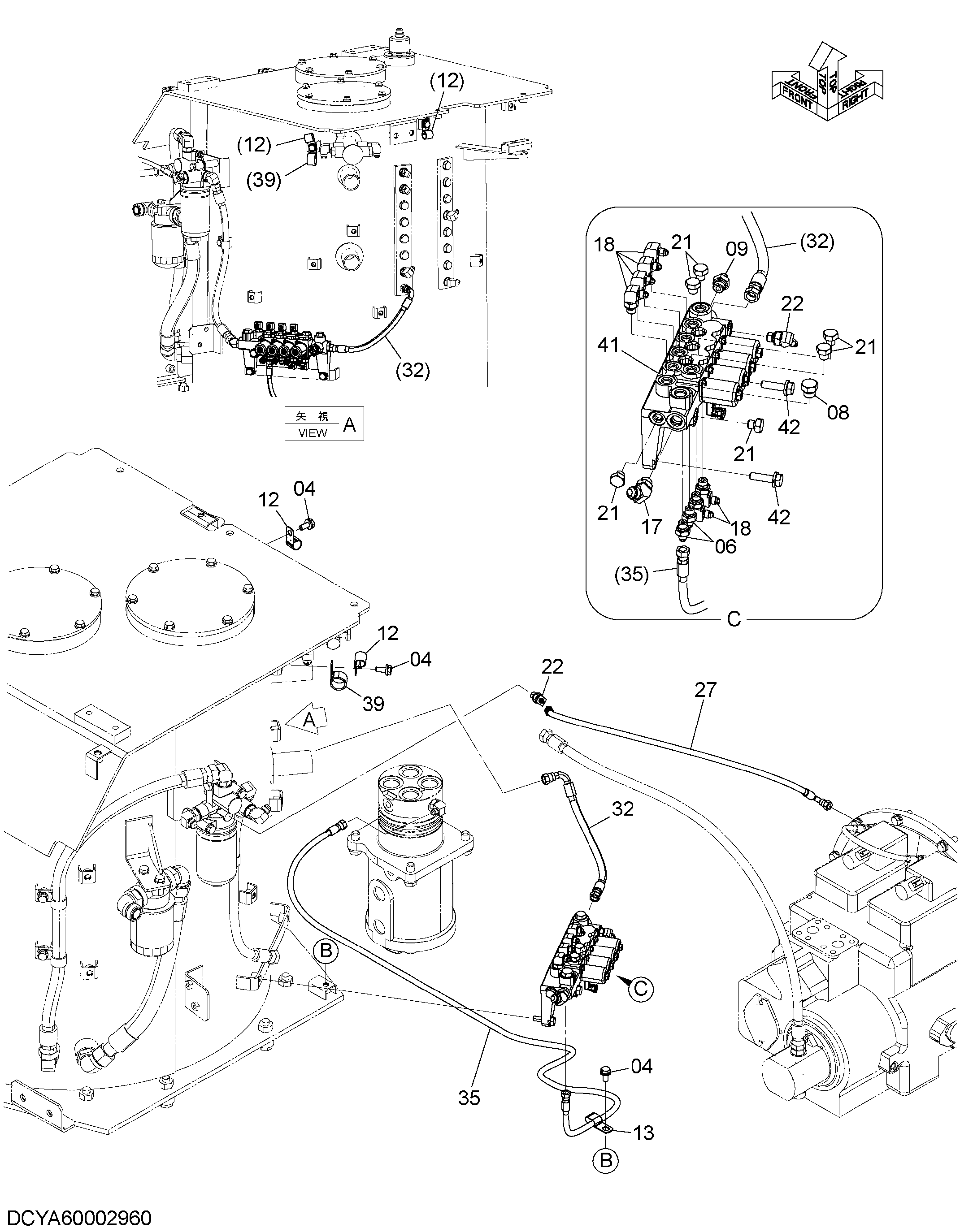 Схема Пилотные гидролинии (1)(гидробак) HITACHI ZX470-5G