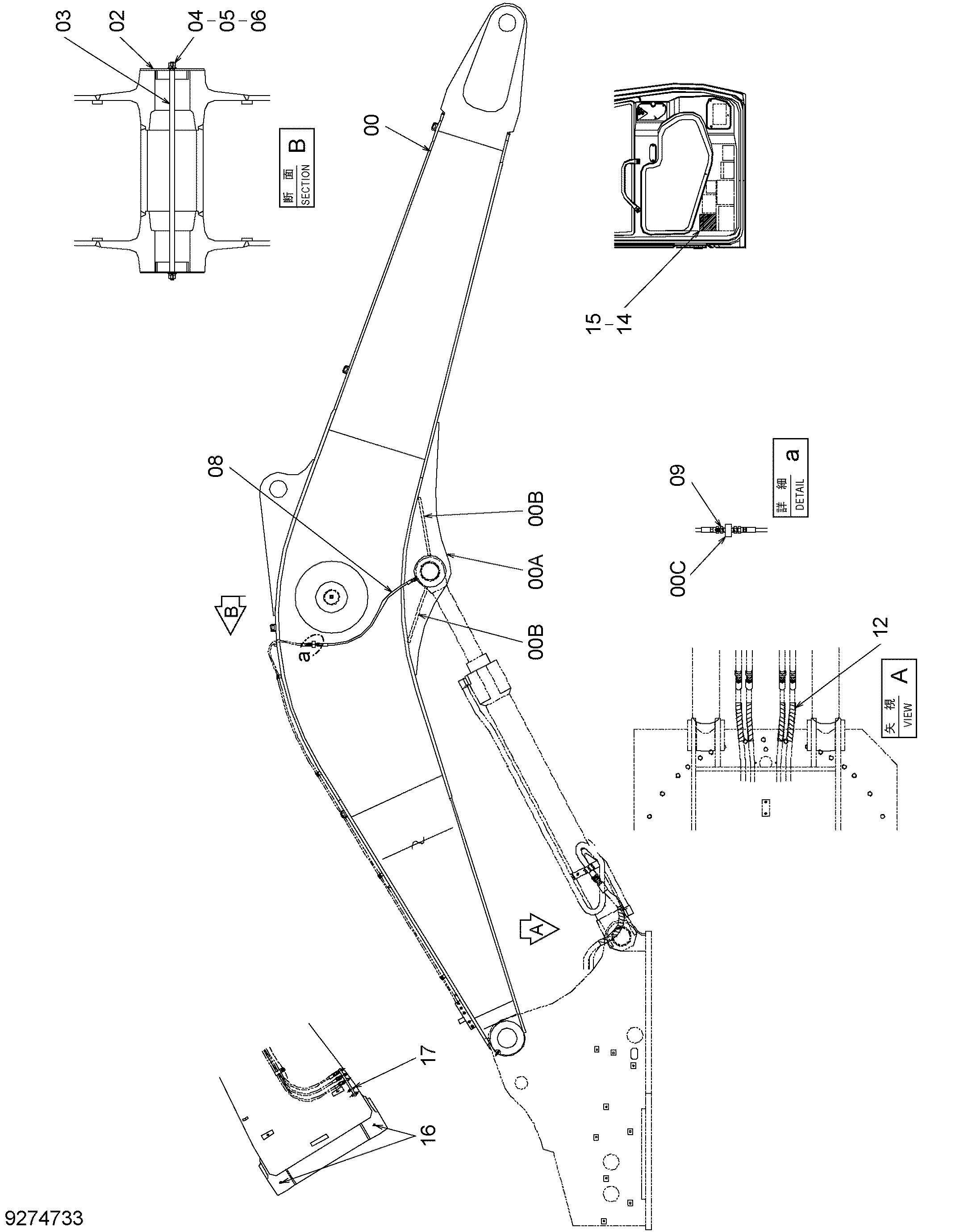 Схема Стрела детали HITACHI ZX400W-3
