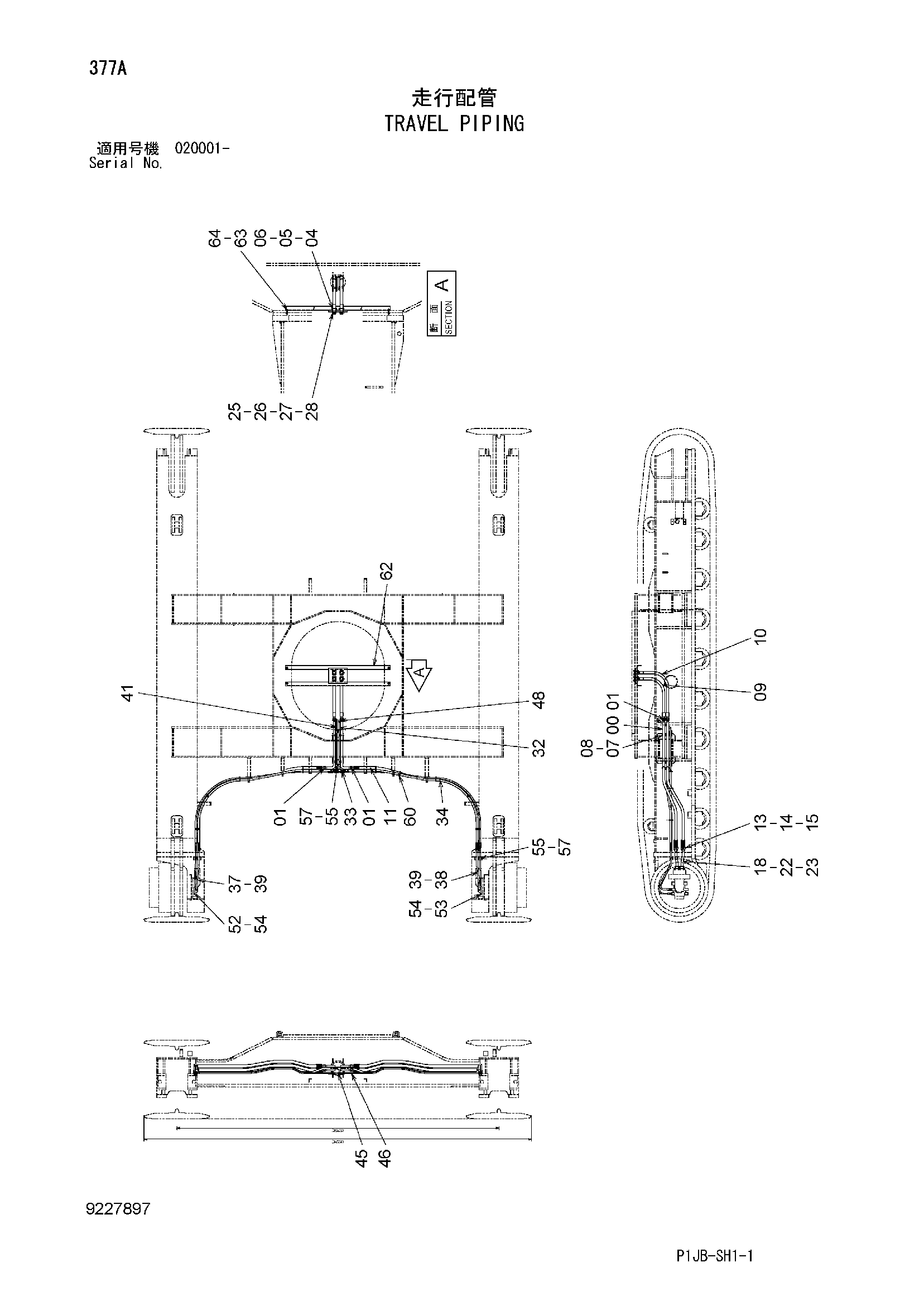 Схема Гидролинии хода HITACHI ZX850-3