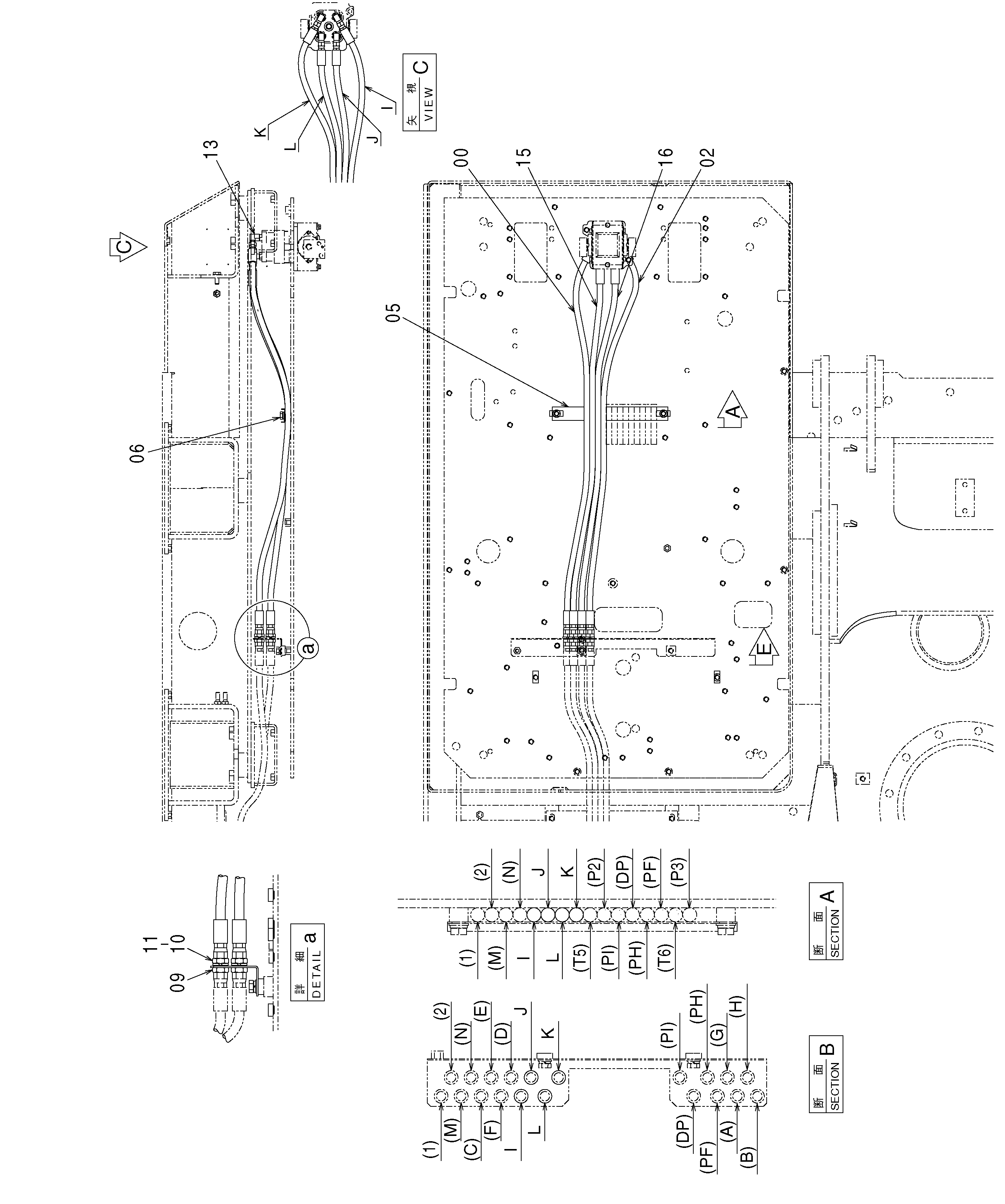 Схема Пилотные гидролинии (6)(пол) HITACHI ZX330-3G