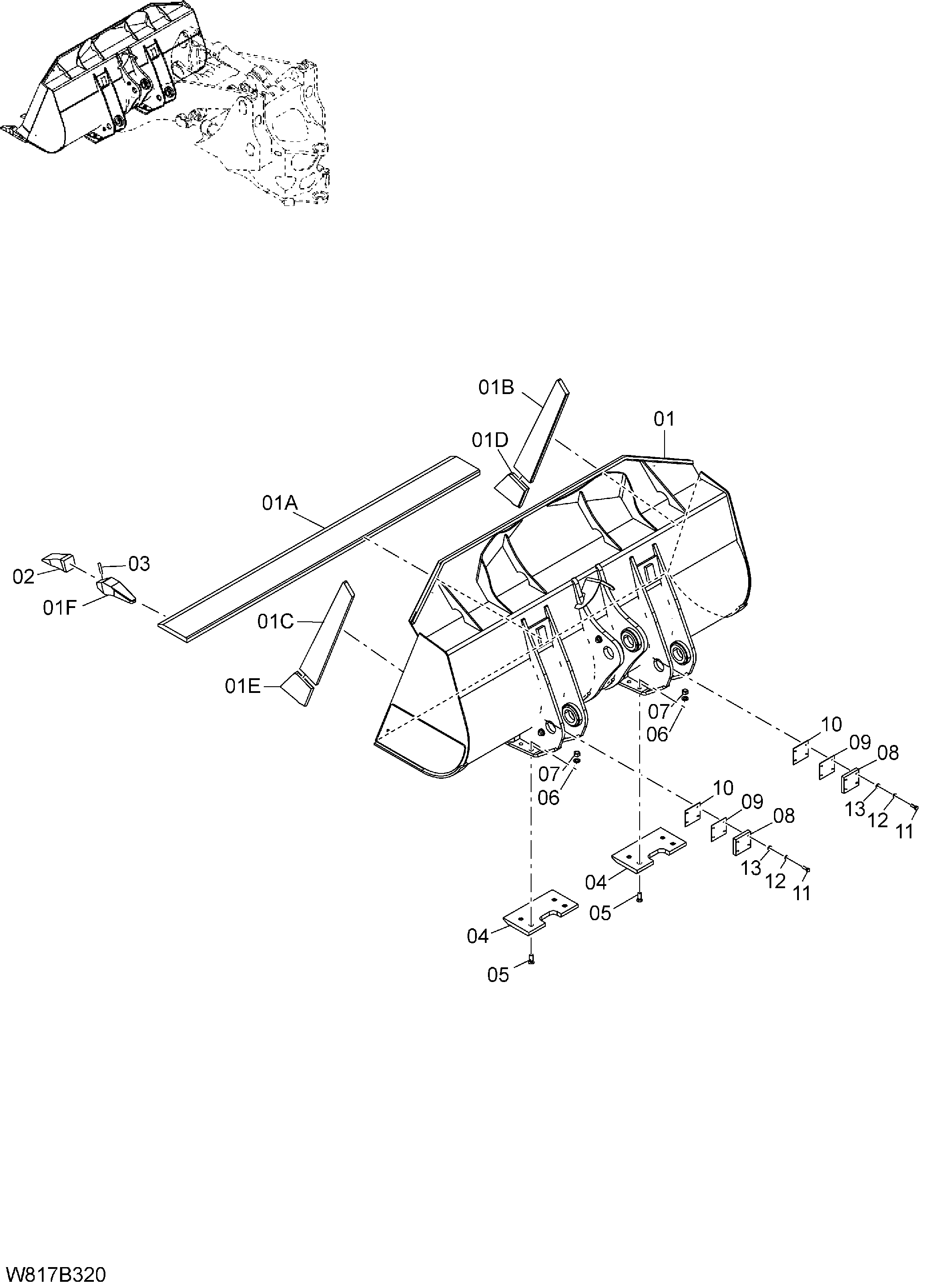Схема Общий назначение ковш(с велдед зуб) 3.4m3 [H3J](BWH340) HITACHI ZW310-HCMF