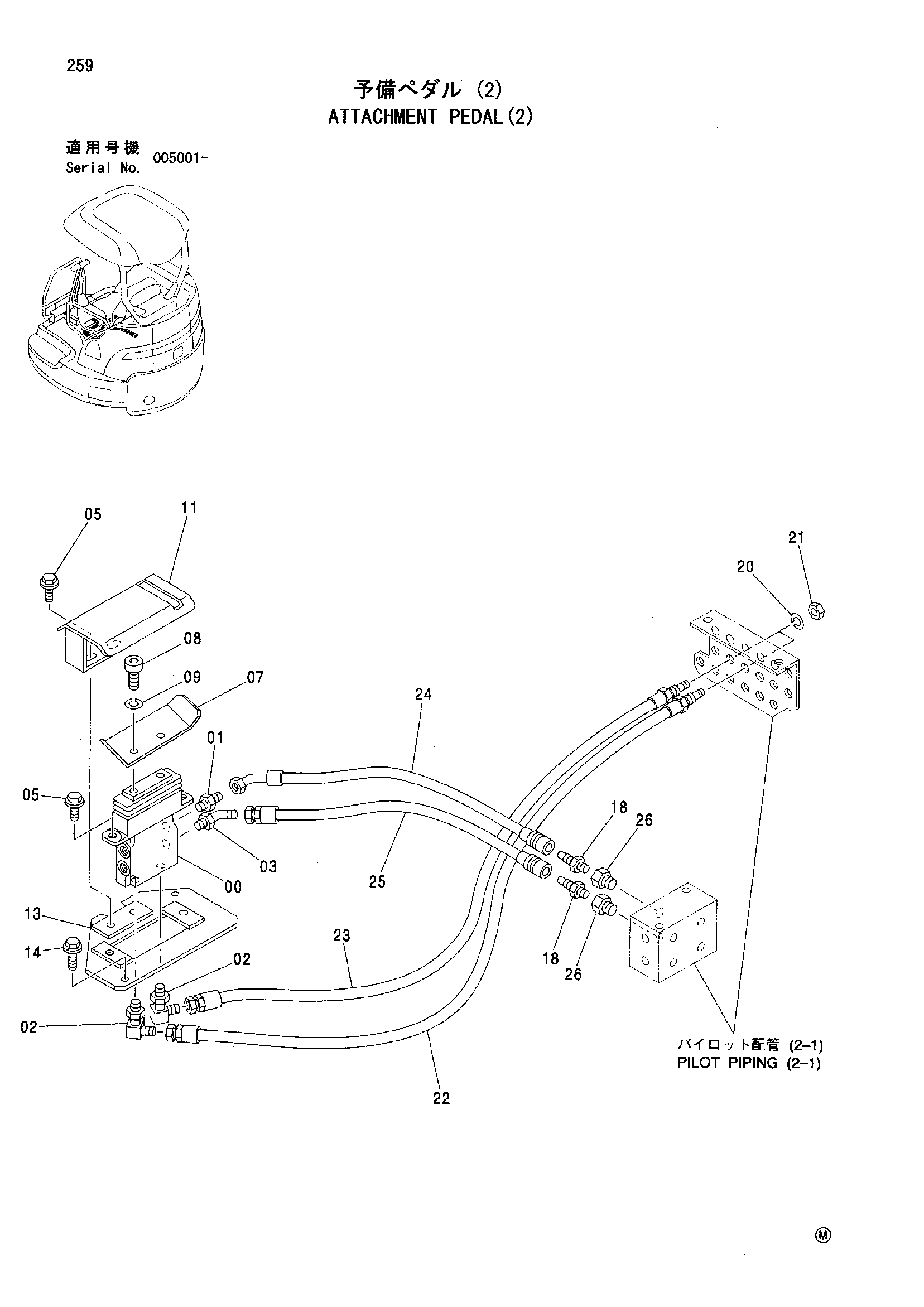 Схема Навесное оборудование педаль(2) HITACHI ZX35U
