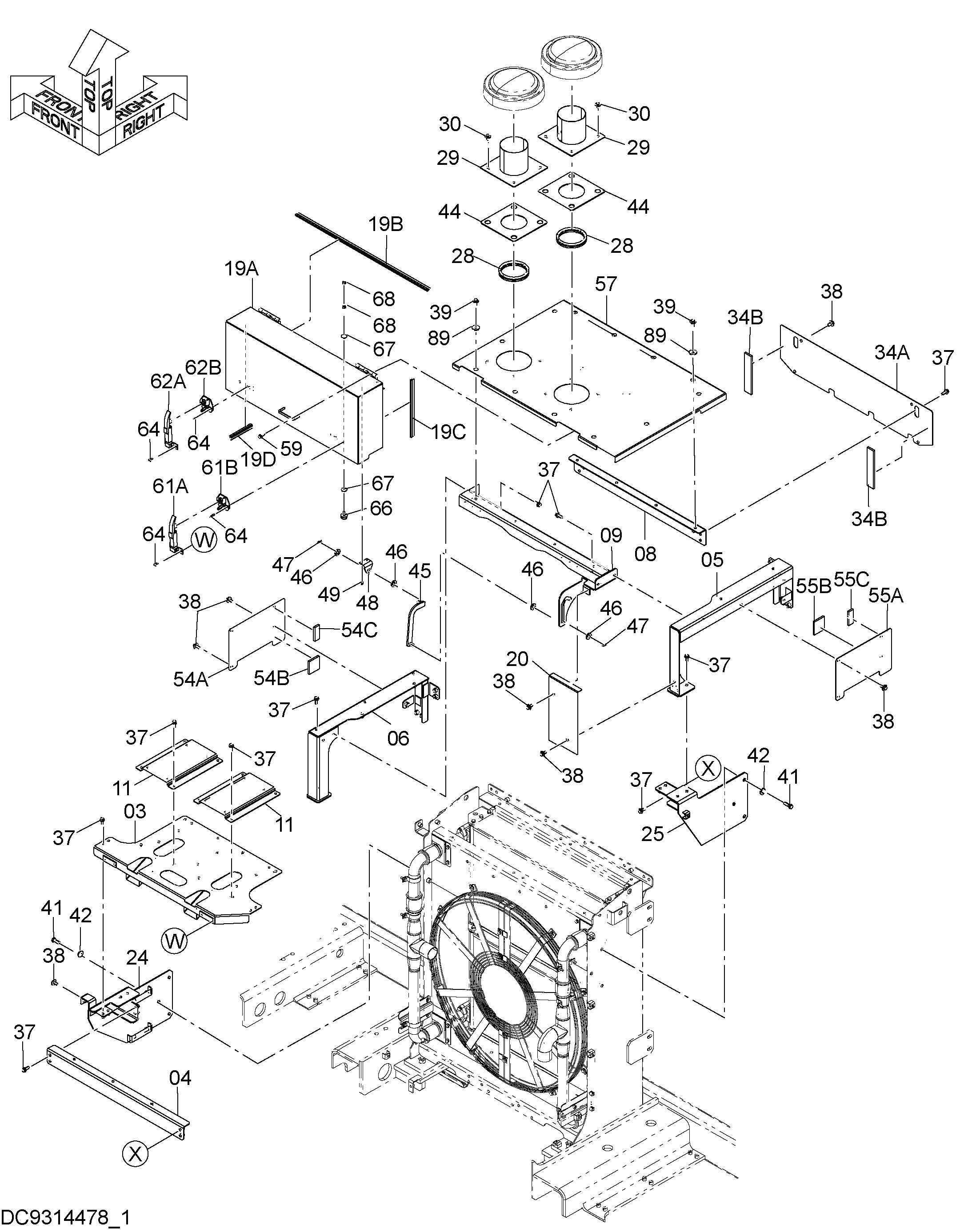 Схема Масляный радиатор крышка (1) HITACHI ZX870LC-5B
