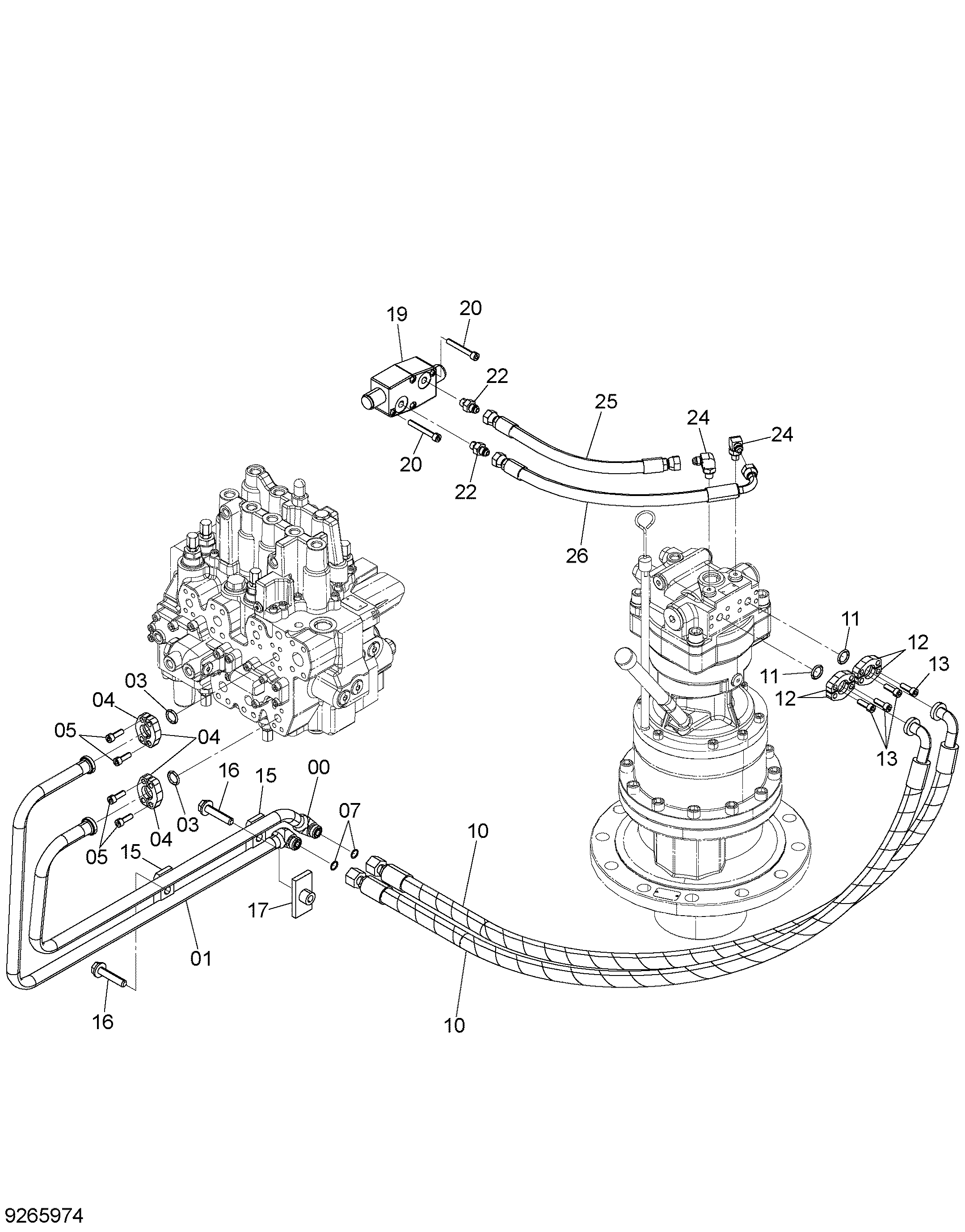 Схема Основные гидролинии (3) HITACHI ZX140W-3