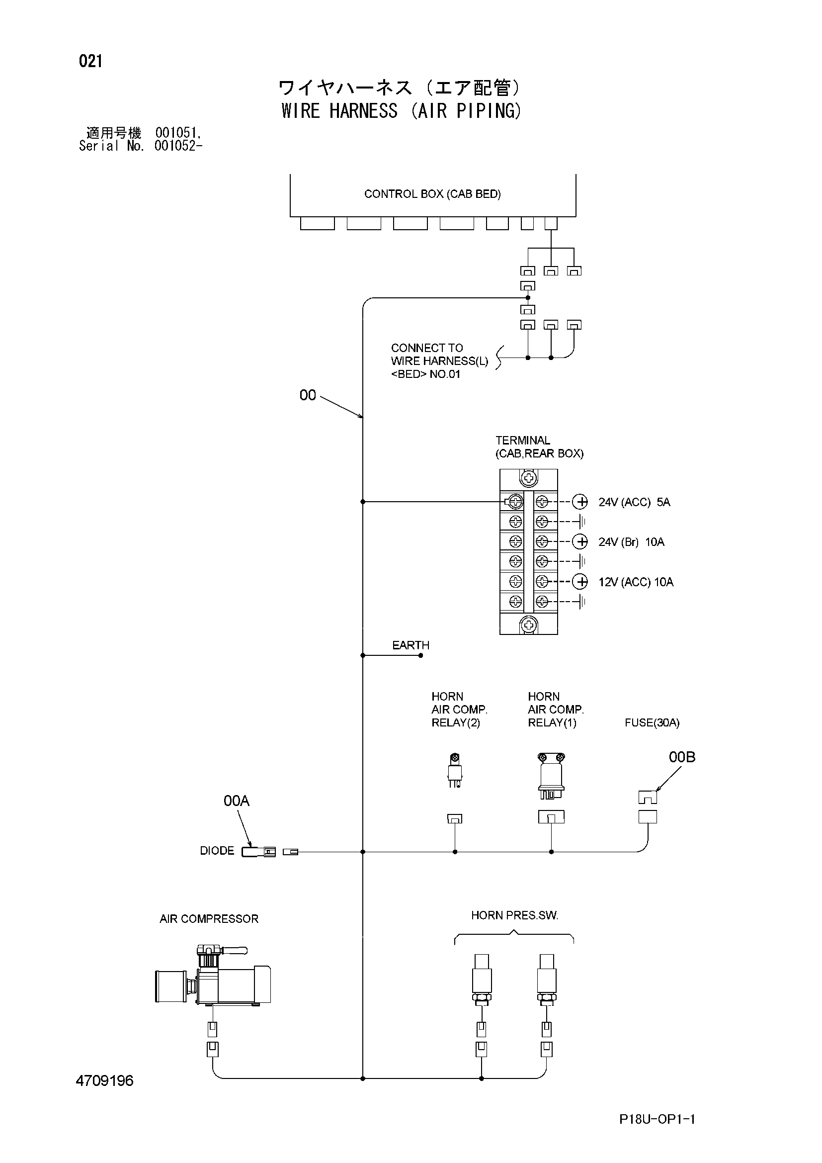 Схема Провод жгут проводов (воздушный трубопроводы) HITACHI EX3600E-6
