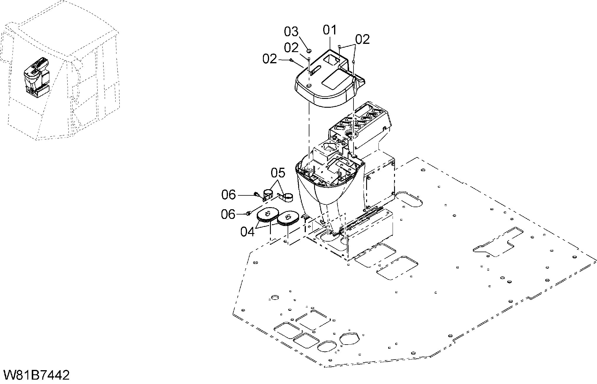 Схема Пилотный клапан крышка(мулти-функтион джойстикк рычаг)(3-золотник)(3PL) HITACHI ZW150