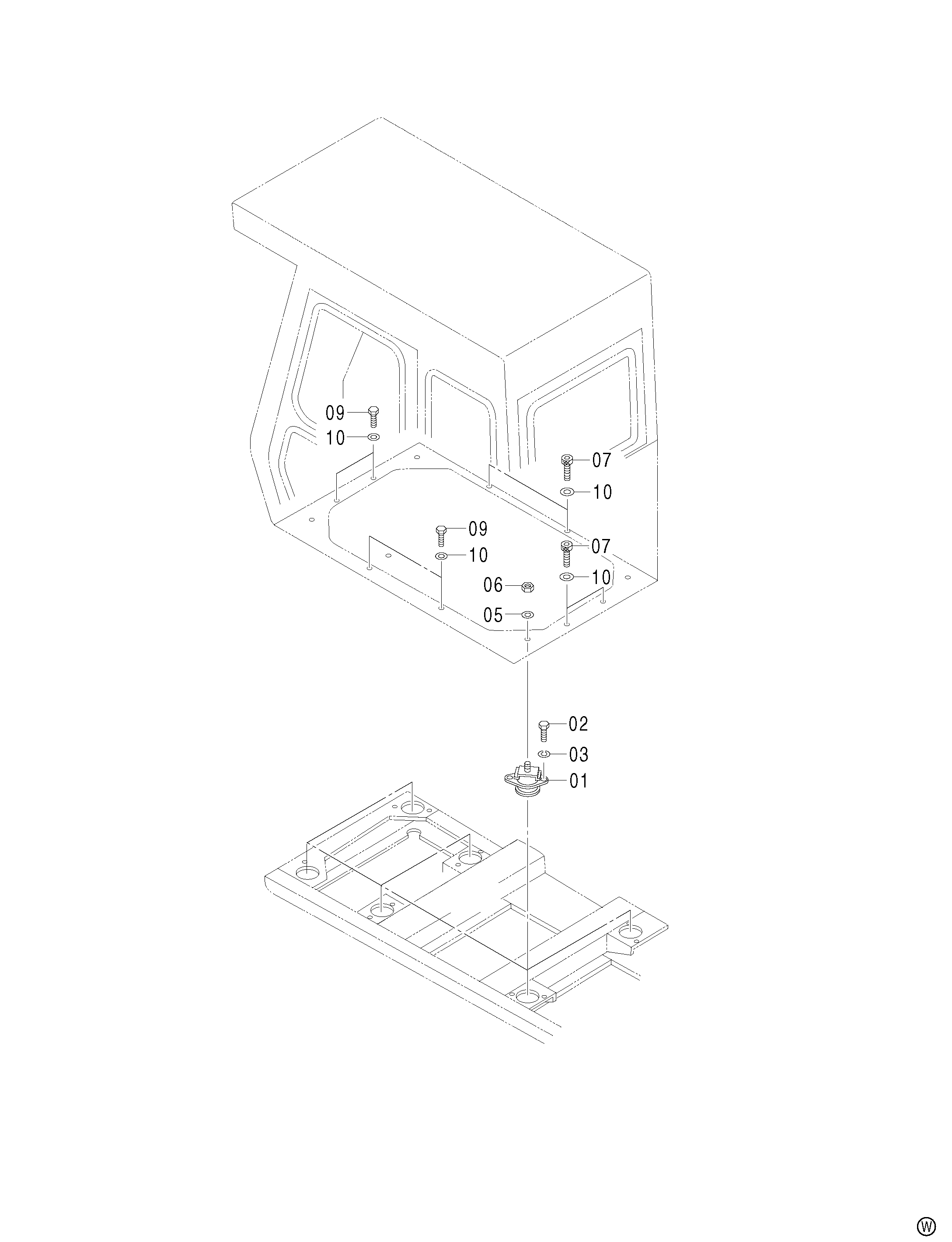 Схема Кабина опора <H, MTH> HITACHI ZX480MT